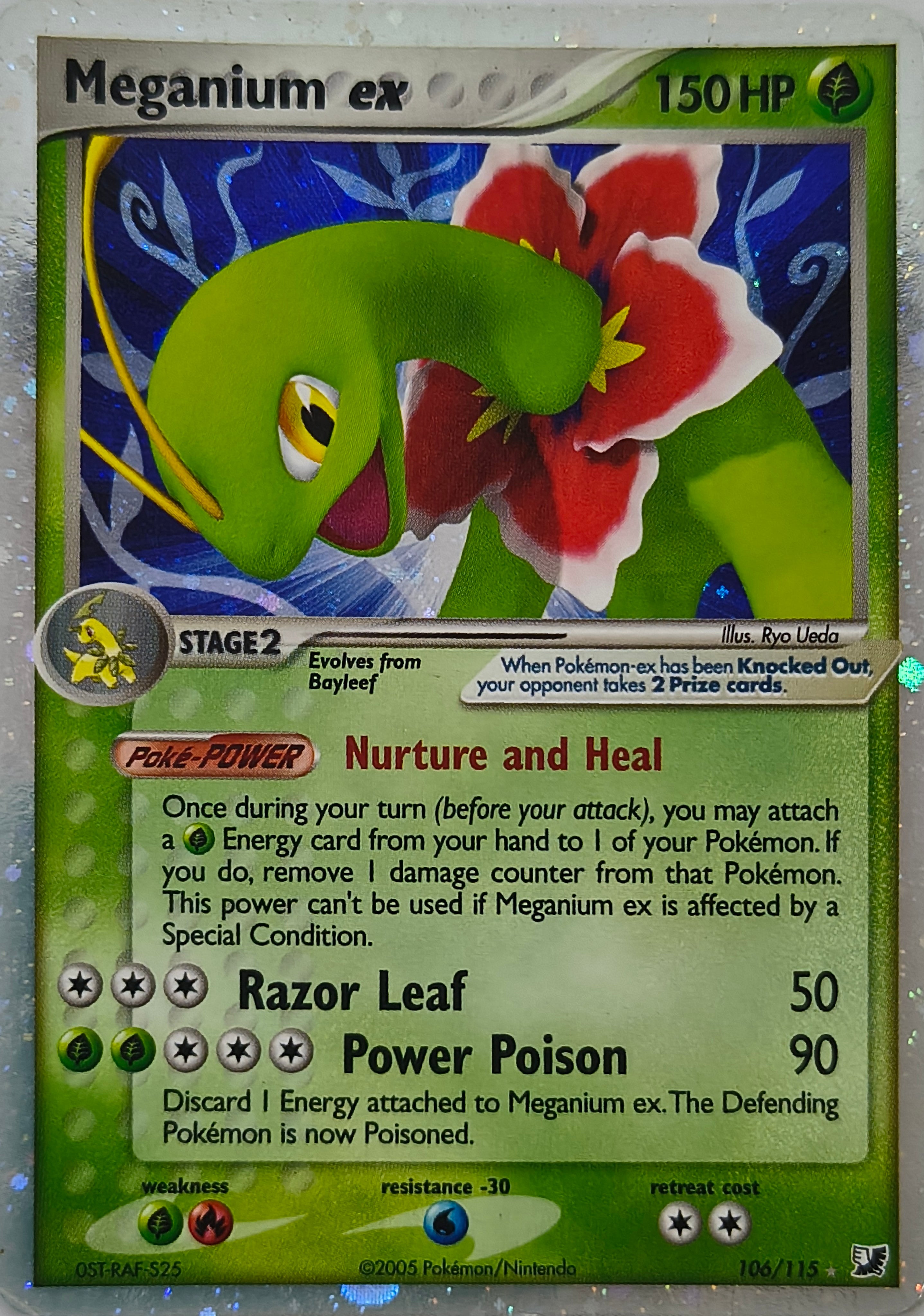 Pokémon tcg Meganium Ex 106/115 Holo Cosmo