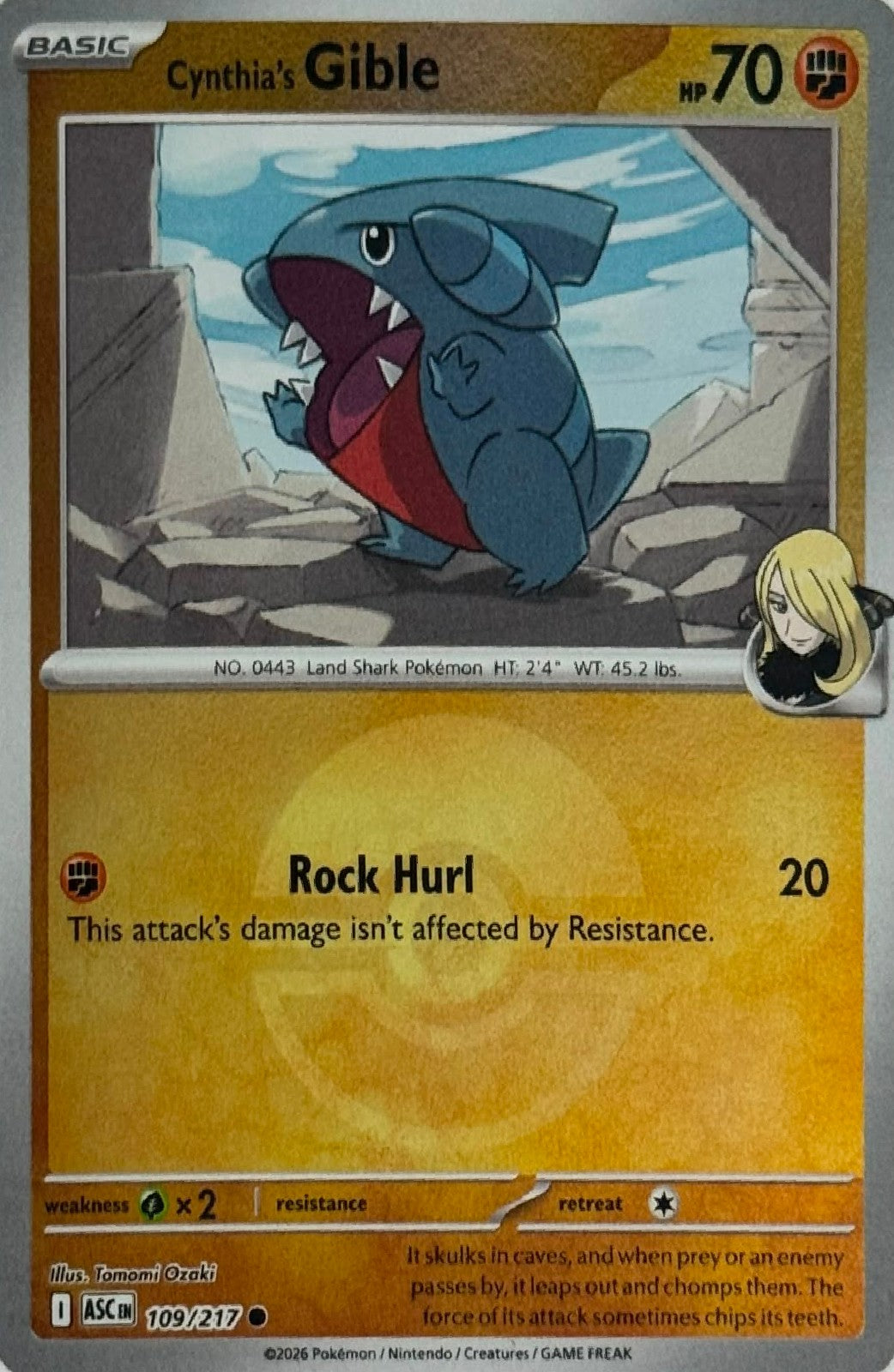 Pokémon Tcg Cynthia's Gible 109/217 (Poke Ball)
