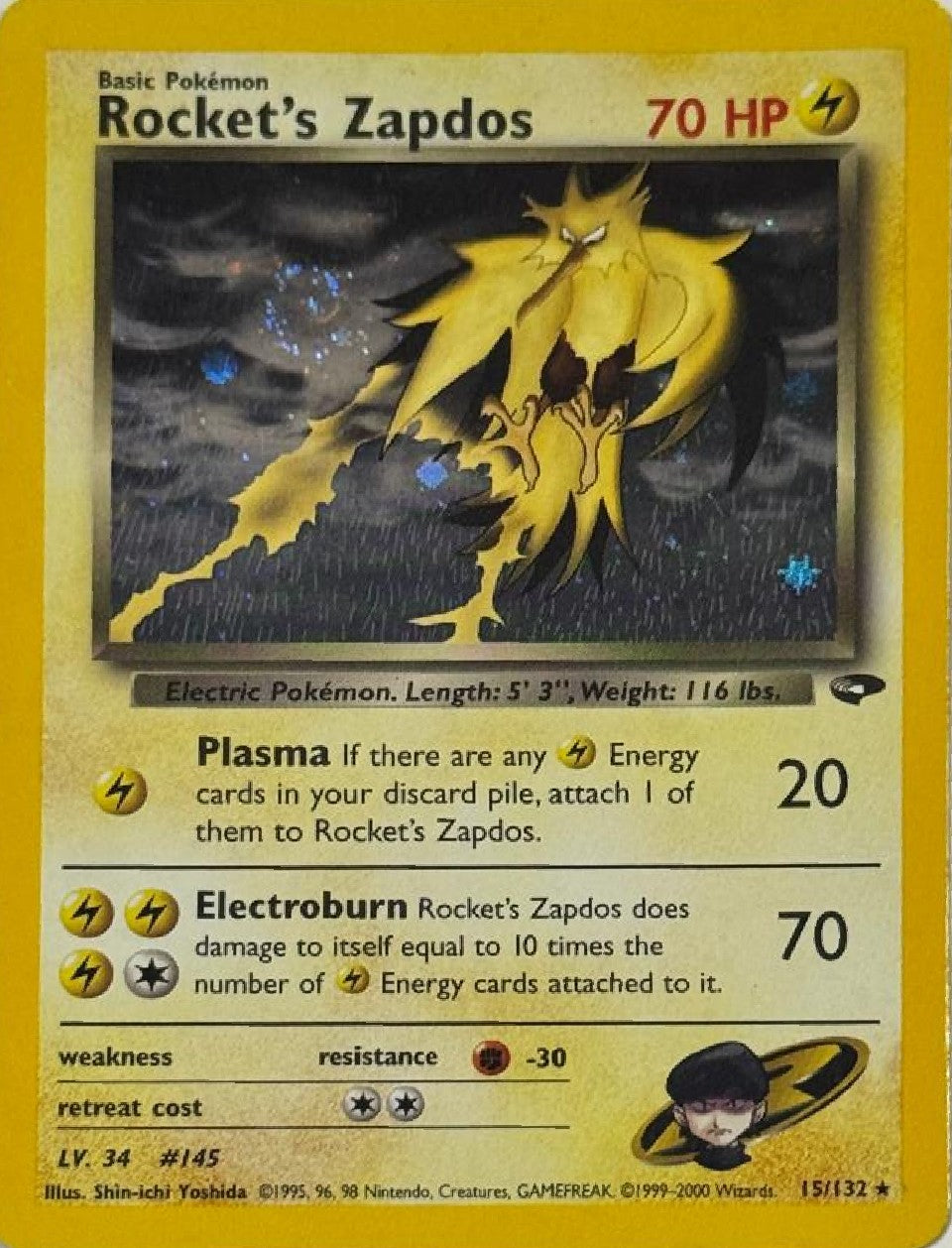 Pokémon Tcg Rocket's Zapdos 15/132 Holo