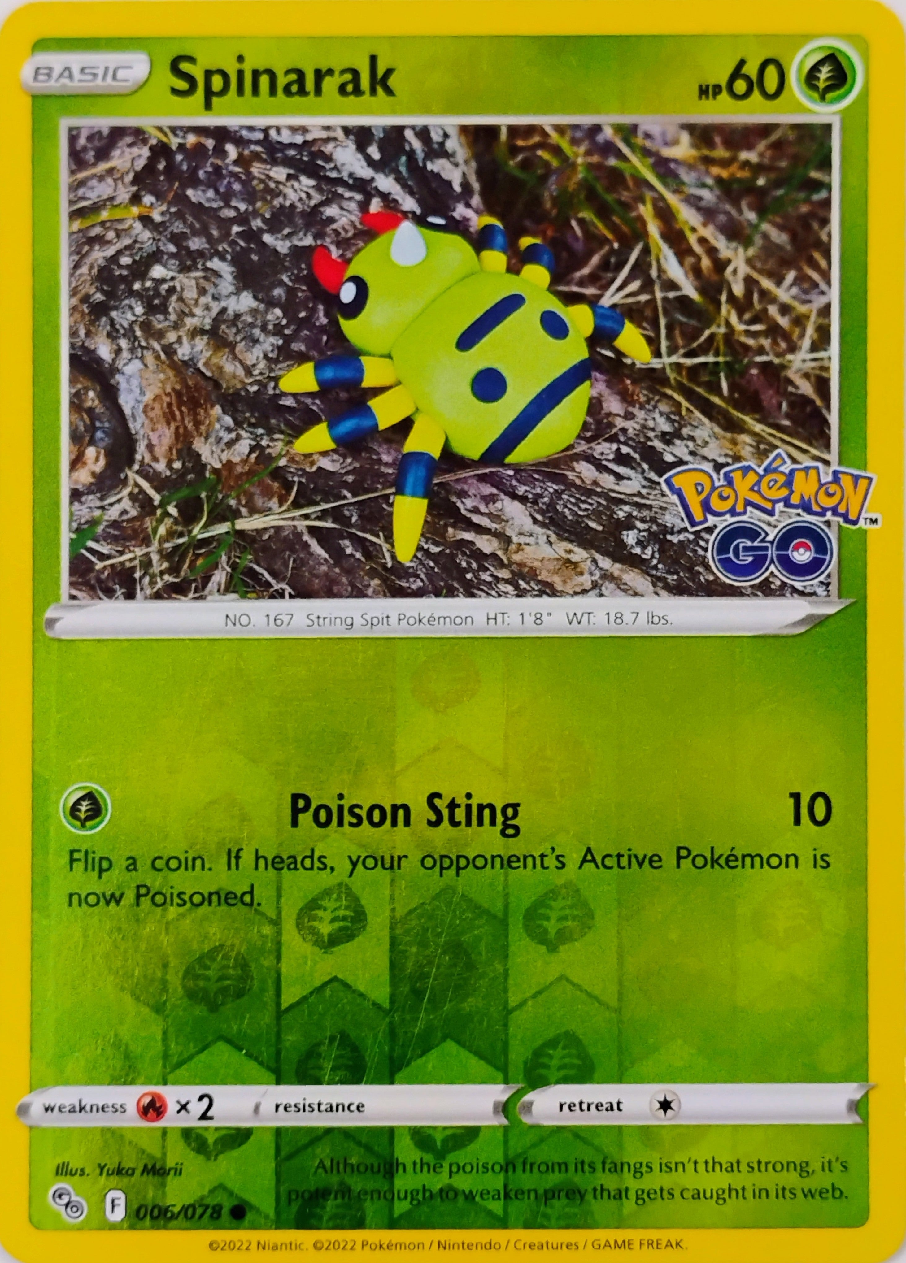 Pokémon tcg Spinarak 006/078 Reverse (PGO)