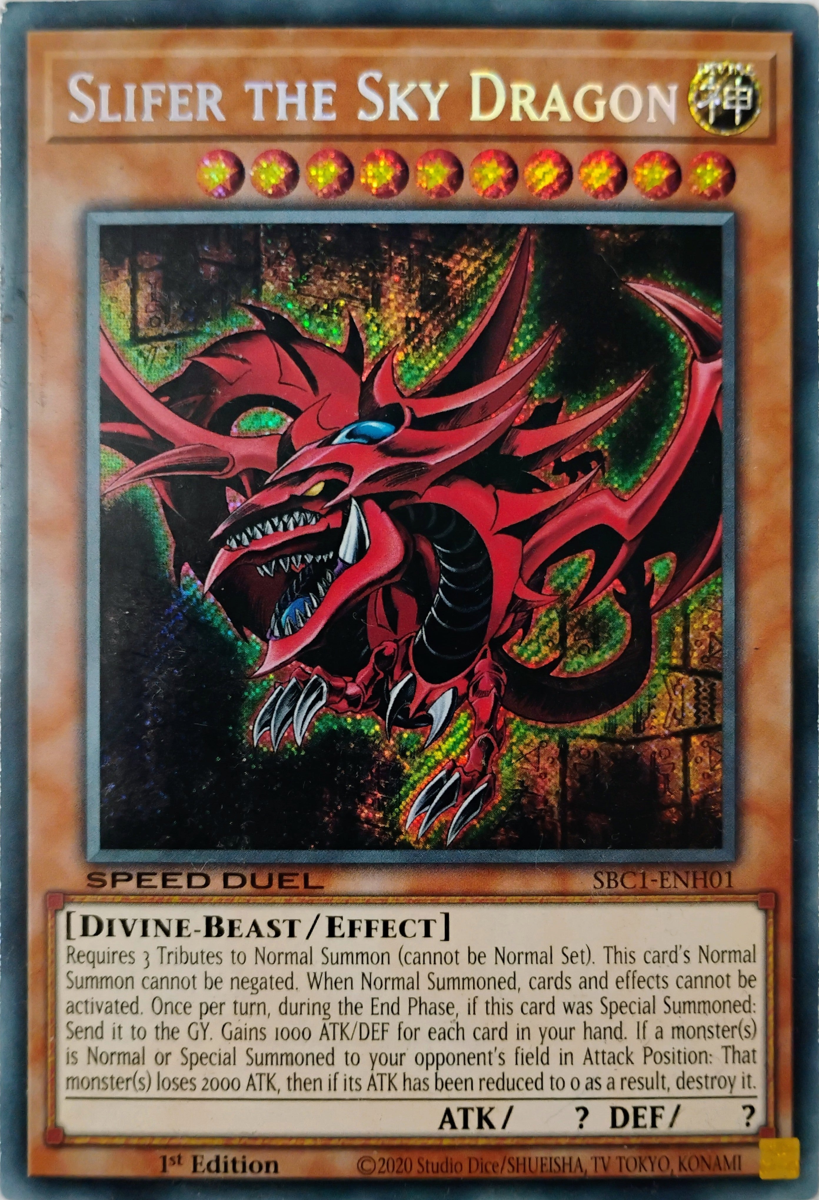 Yugioh! Slifer The Sky Dragon Sbc1-enh01 Prismatica