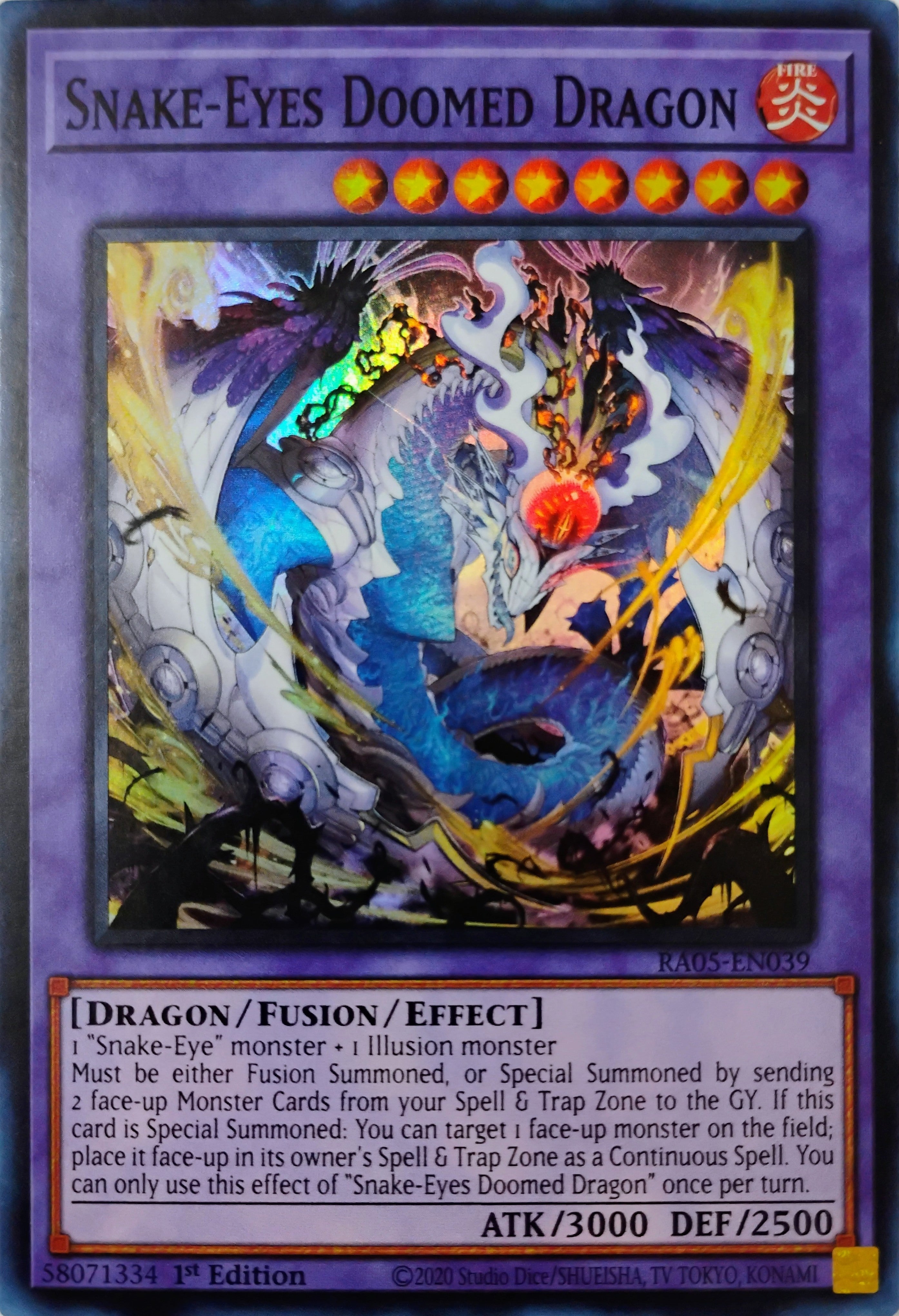 Yugioh! Snake Eyes Doomed Dragon Ra05-en039 Super Rare