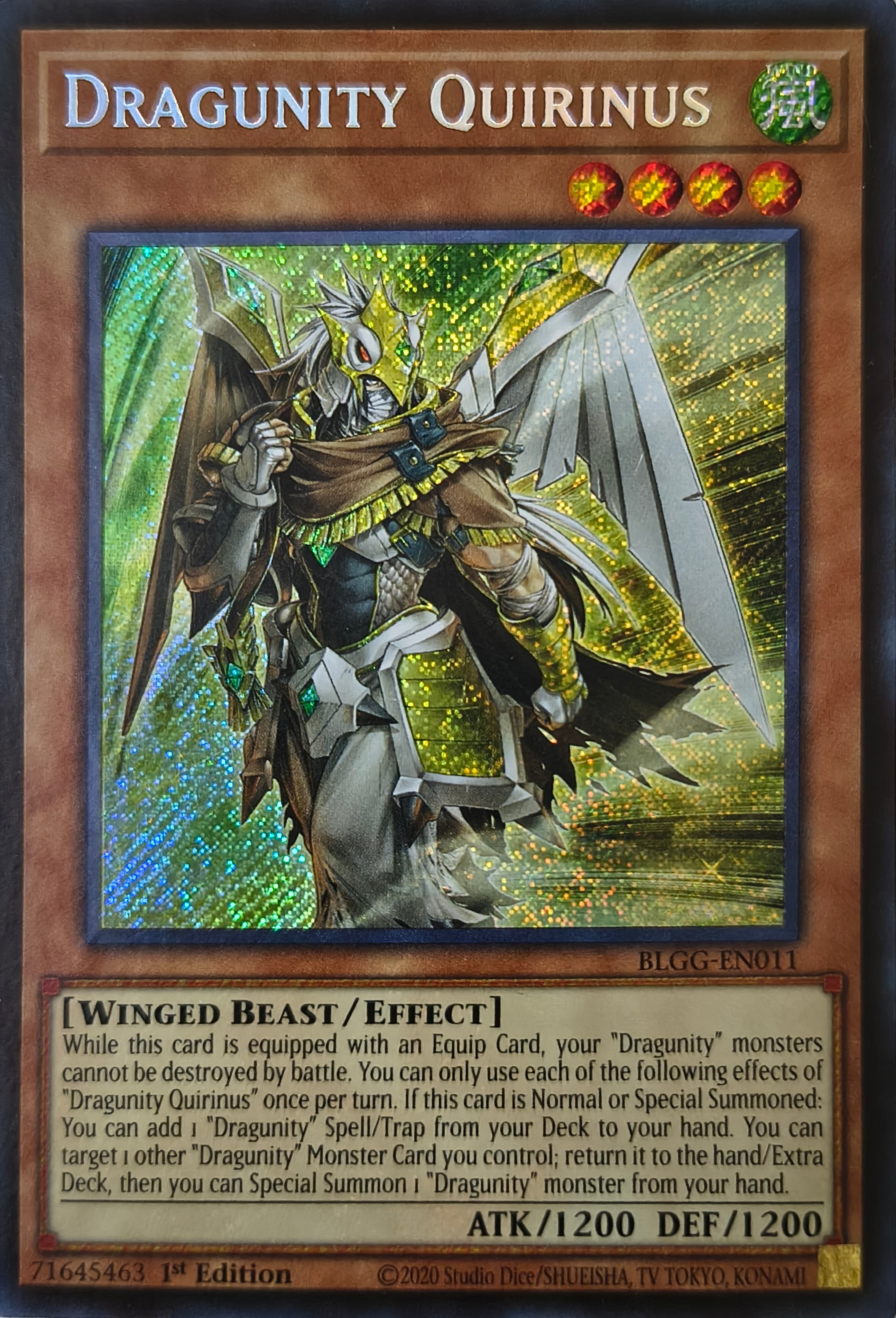 Yugioh! Dragunity Quirinus Blgg-en011 1st edition Secreta