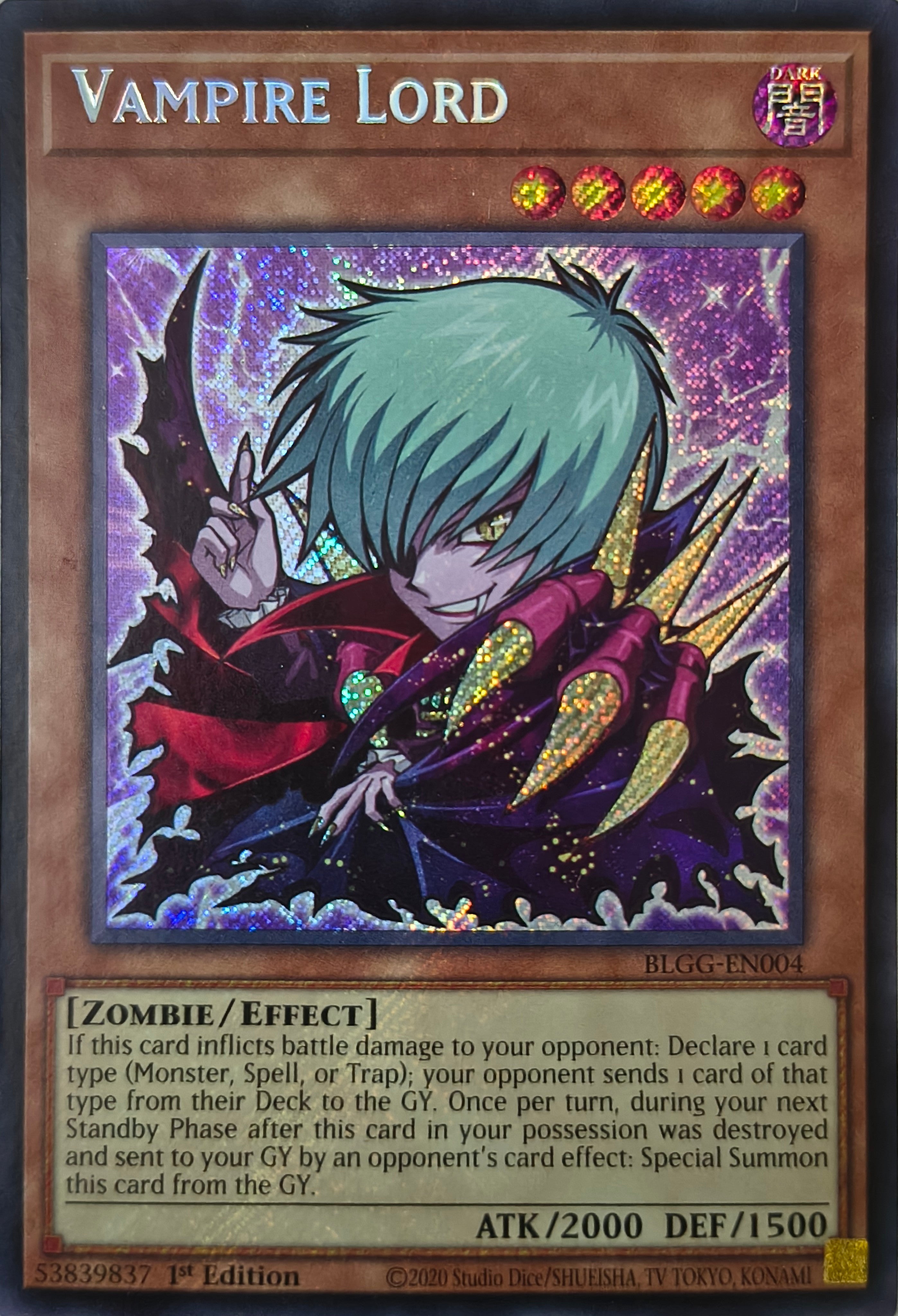 Yugioh! Vampire Lord Blgg-en004 1st edition Secreta