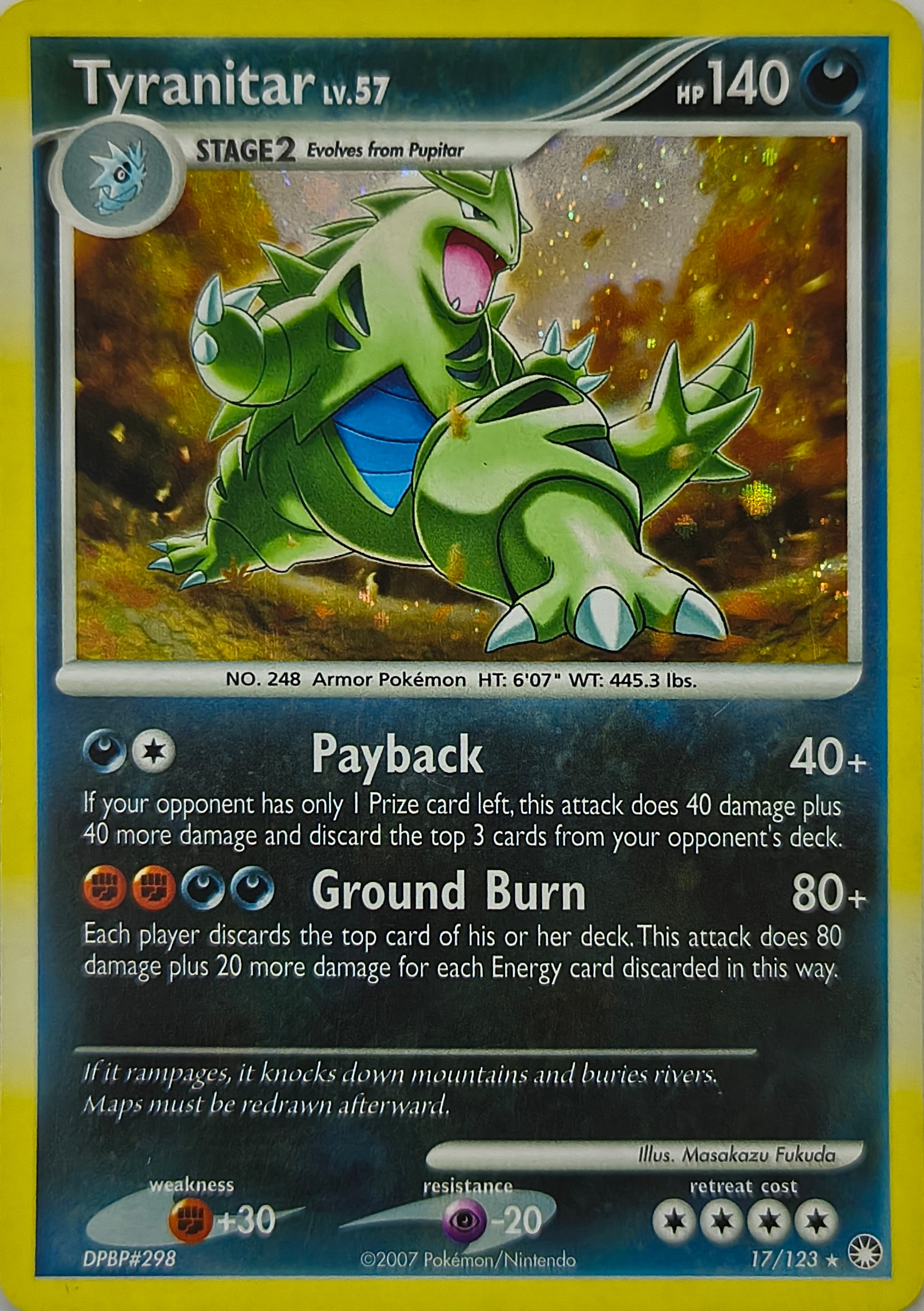 Pokémon tcg Tyranitar Lv.57 17/123 Holo Cosmo
