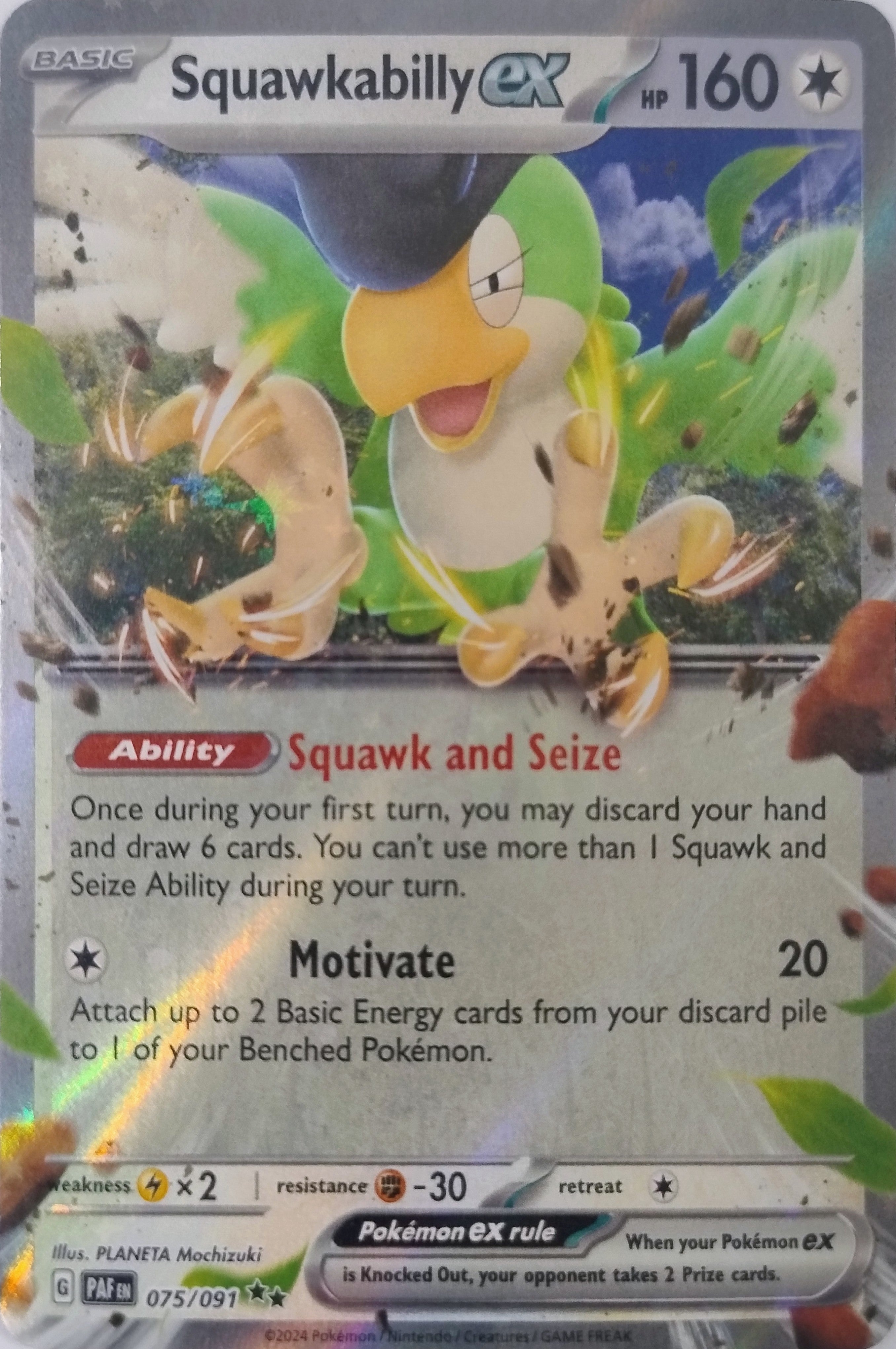 Pokemon Tcg Squawkabilly Ex 075/091