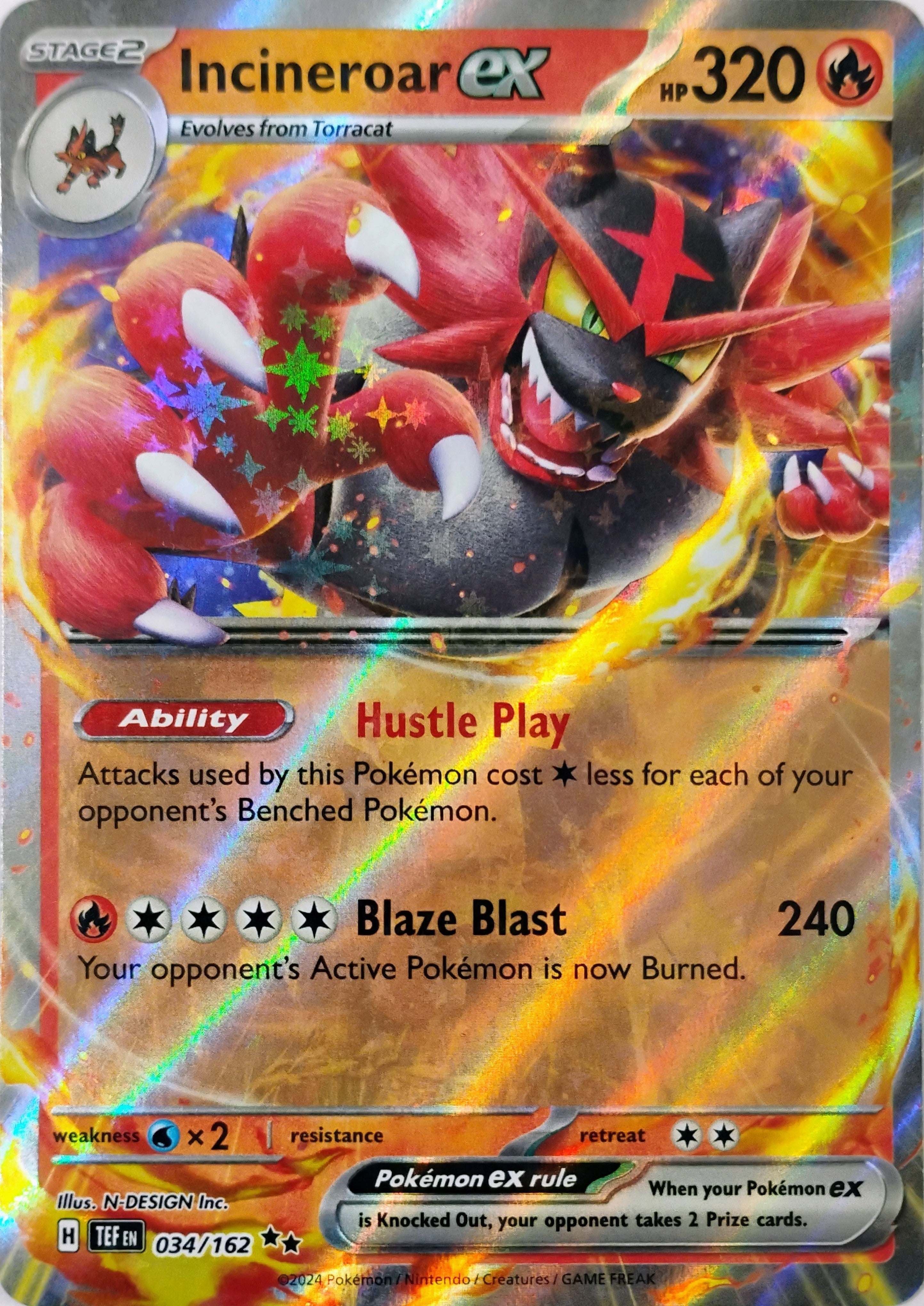 Pokémon tcg Incineroar Ex 034/162