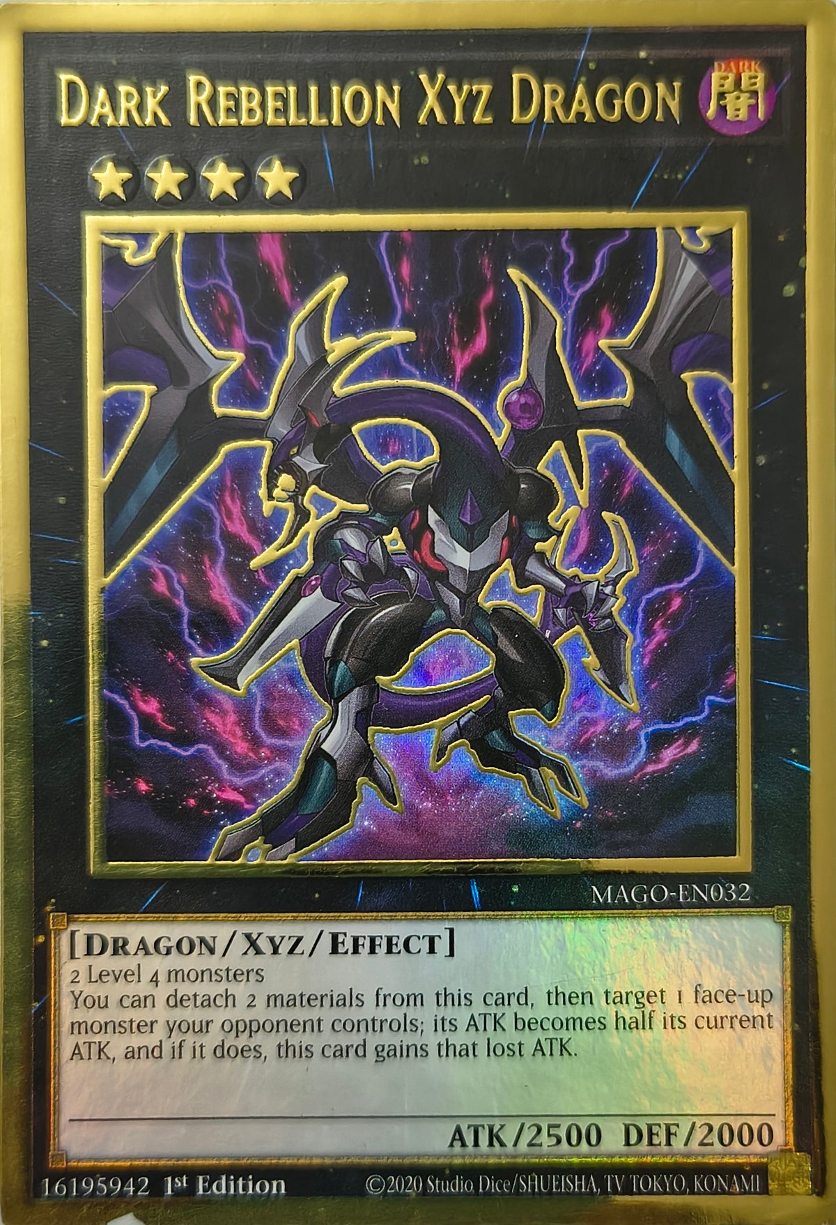 Yugioh! Dark Rebellion Xyz Dragon Mago-en032 1st Edition Gold rare