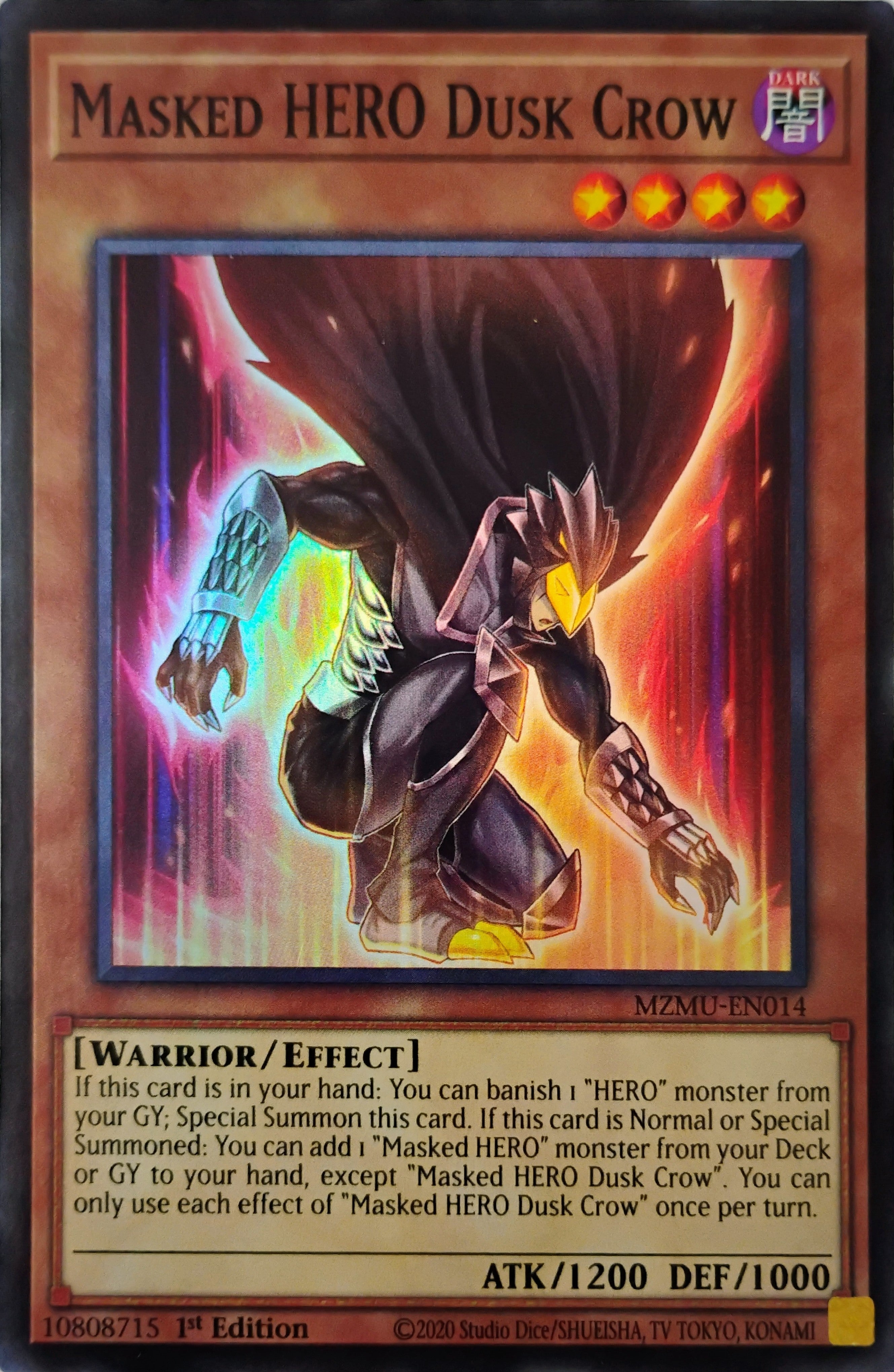 Yugioh! Masked HERO Dusk Crown Mzmu-en014 Super Rare