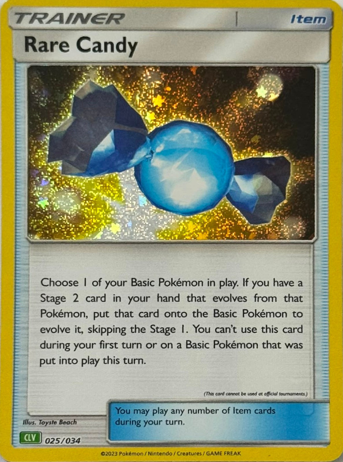 Pokémon Tcg Rare Candy 025/034 (CLV) Holo