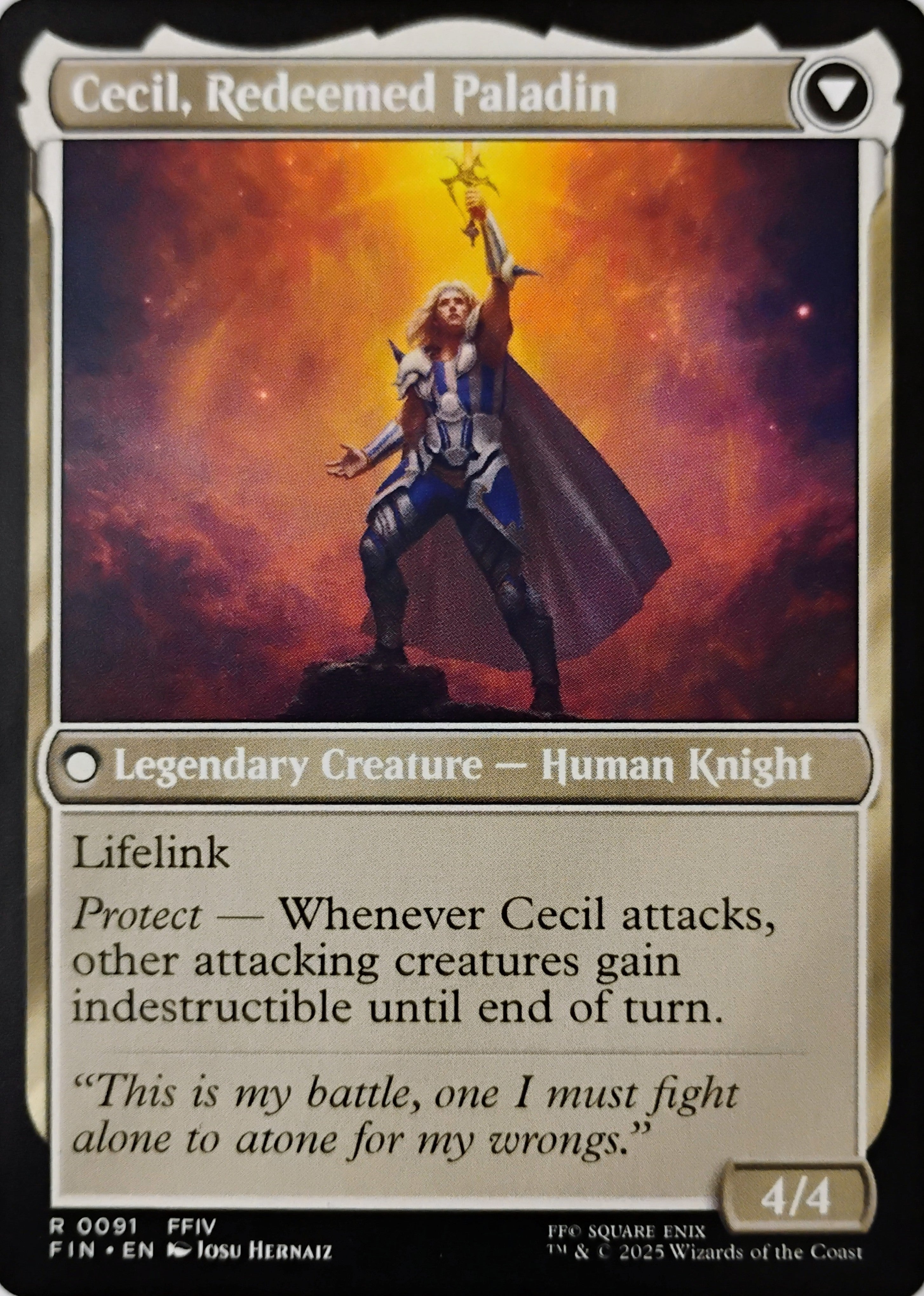 Magic tcg Cecil, Dark Knight // Cecil, Redeemed Paladin 0091 Rare