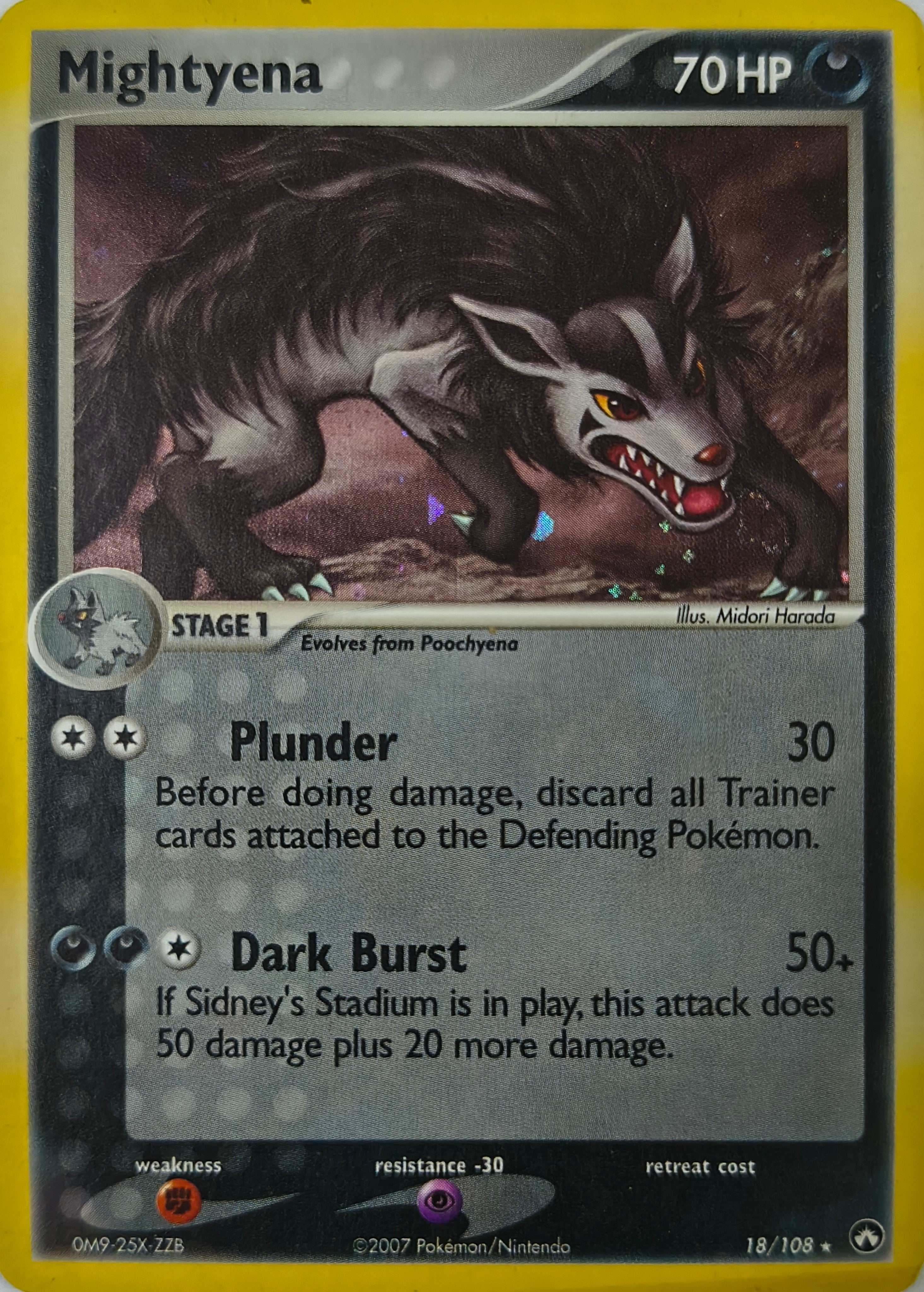 Pokémon tcg Mightyena 18/108 Holo Cosmo