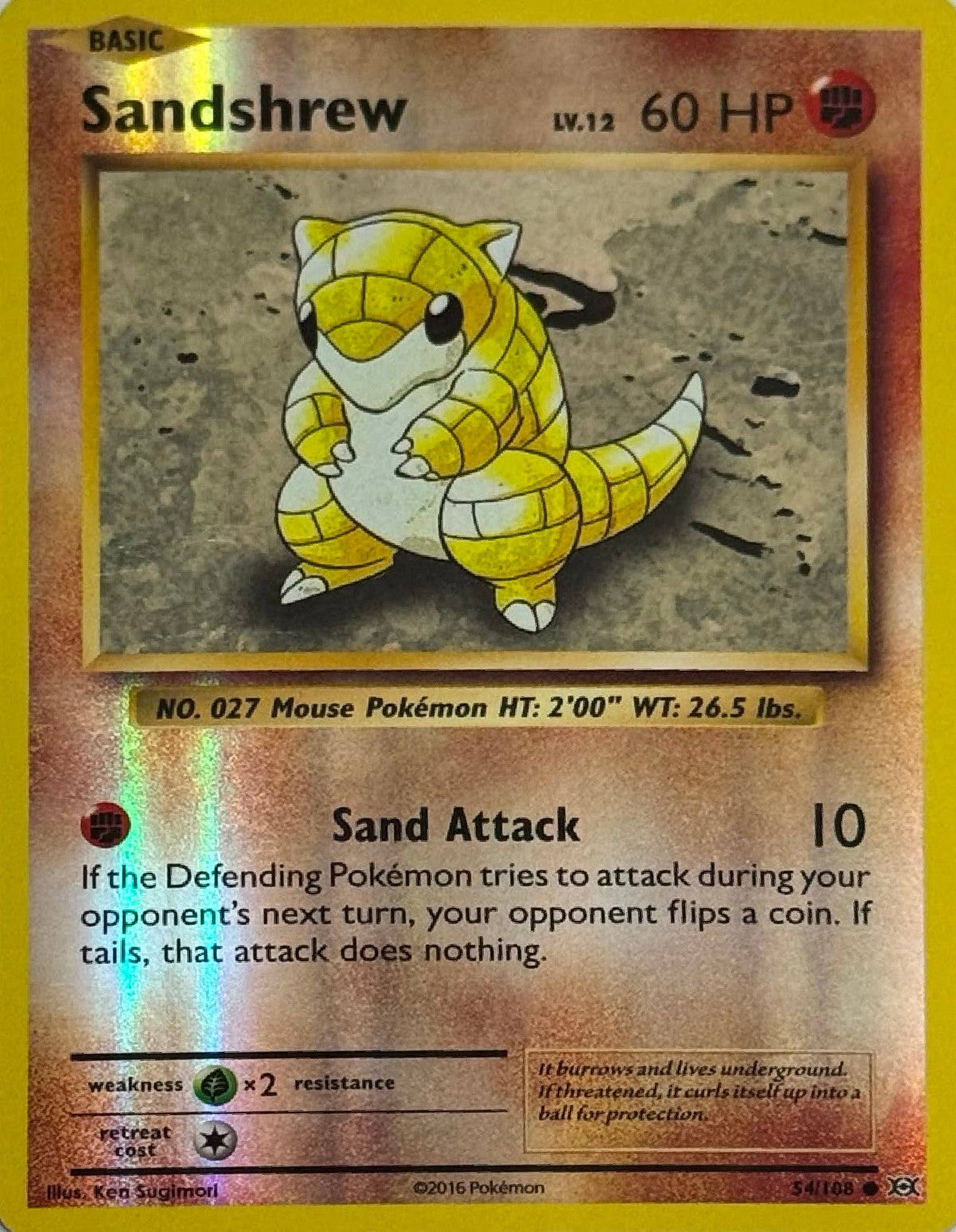 Pokémon Tcg Sandshrew Lv.12 54/108 Reverse