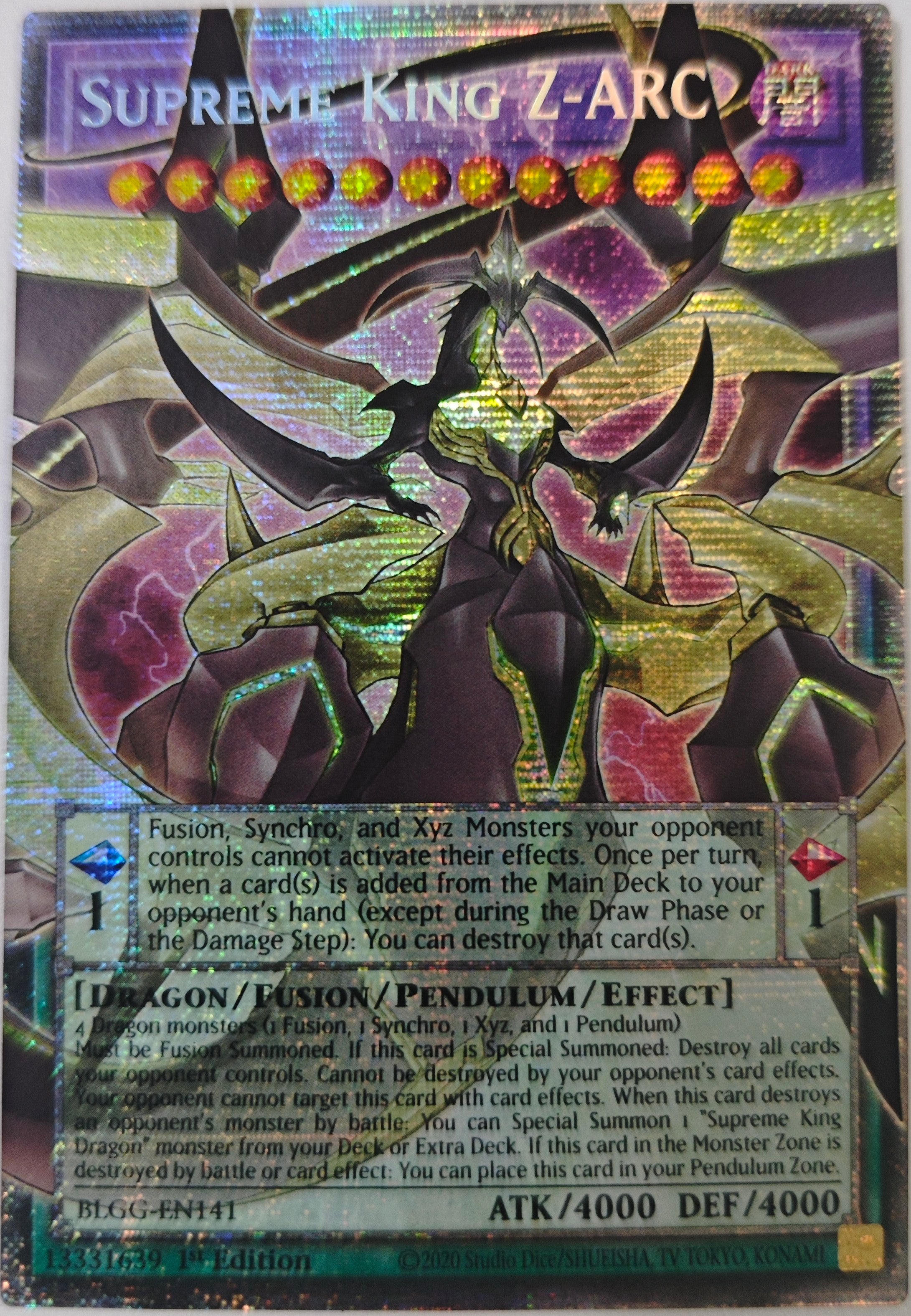 Yugioh! Supreme King Z-ARC Blgg-En141 1st Edition Starlight