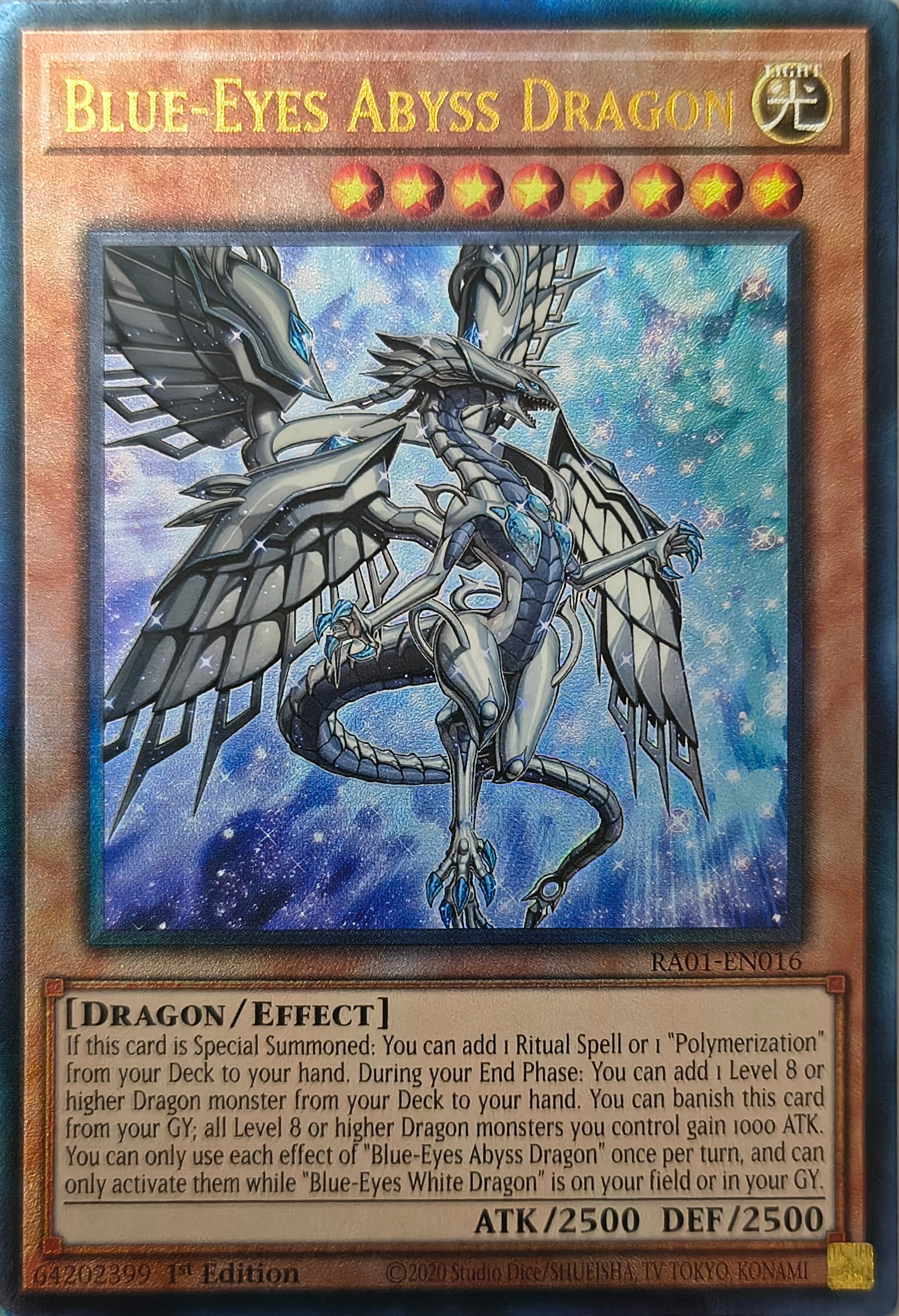 Yugioh! Blue-eyes Abyss Dragon Ra01-en016 1st Edition Ultimate