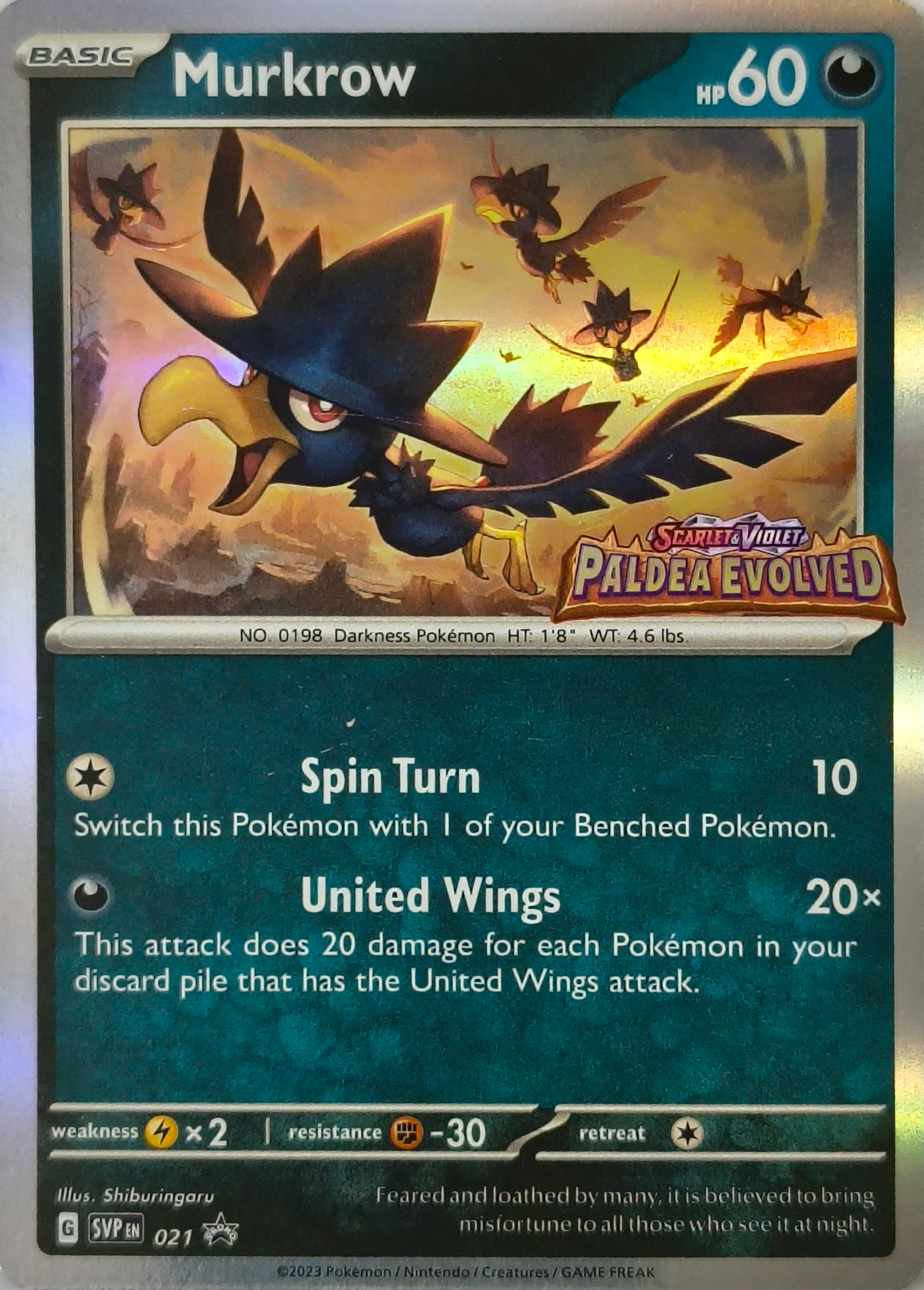 Pokémon tcg Murkrow 021 Holo (Paldea Evolved)