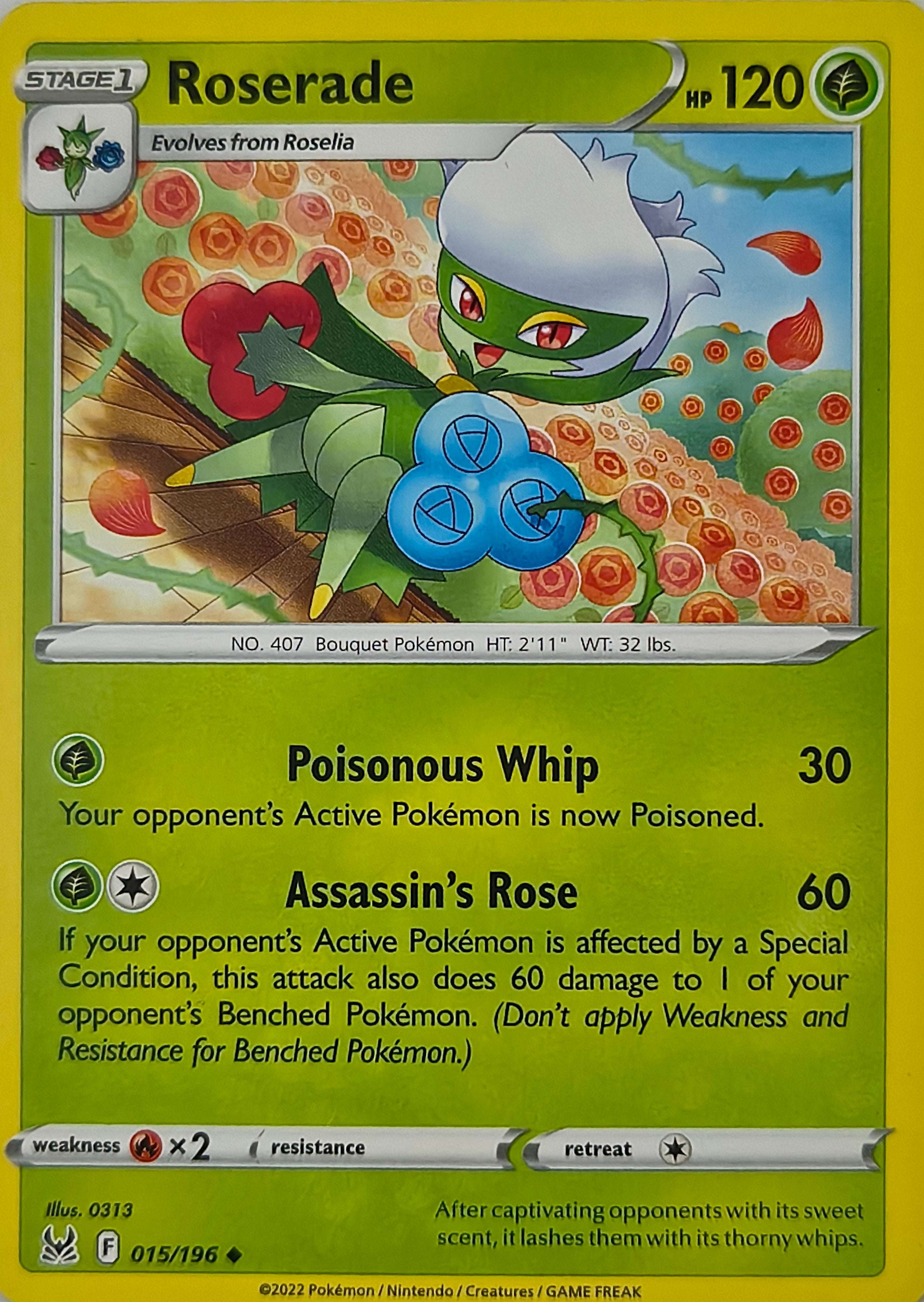 Pokémon tcg Roserade 015/196