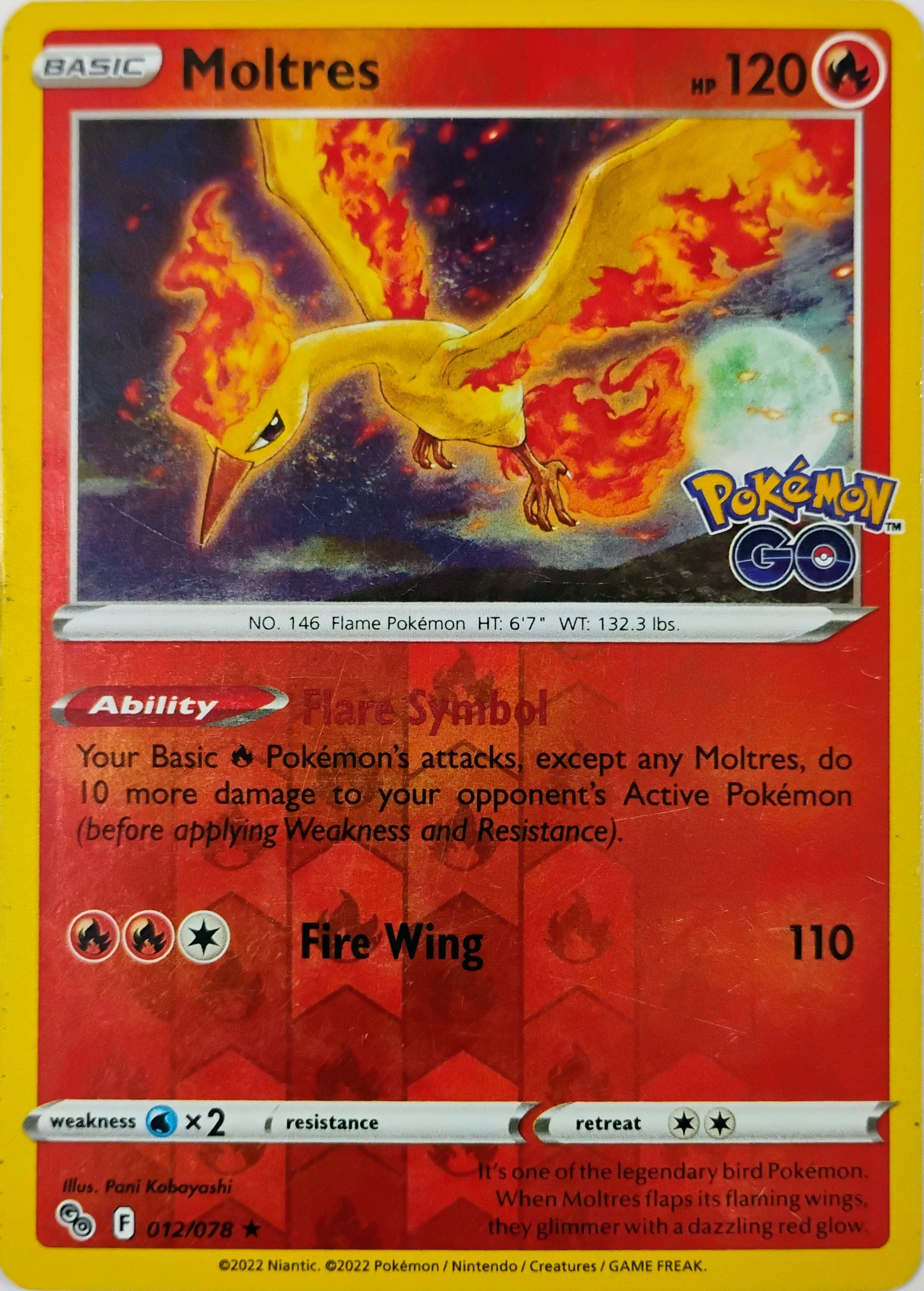 Pokémon tcg Moltres 012/078 (Pokémon go) Reverse
