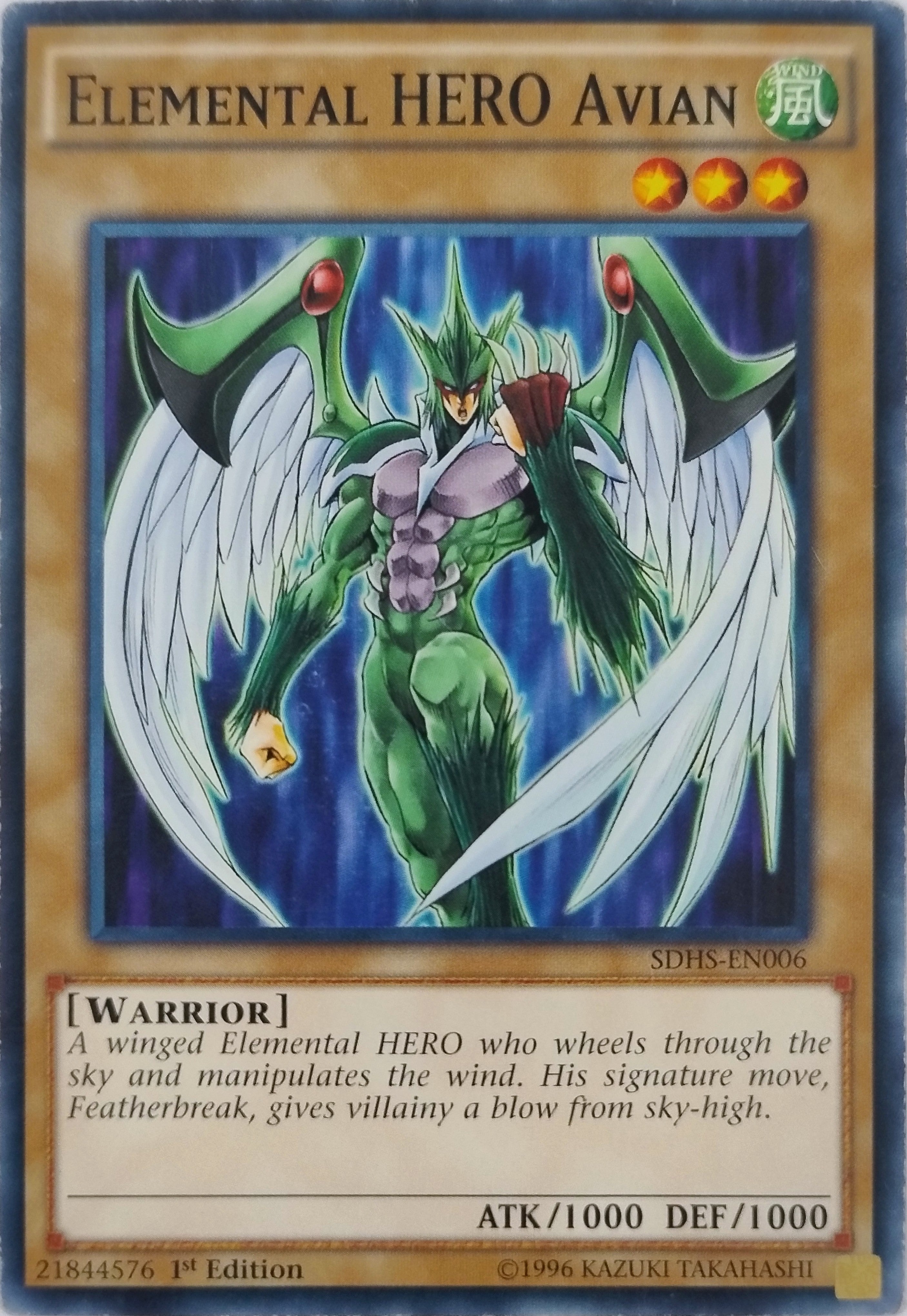 Yugioh! Elemental Hero Avían Sdhs-en006 1st Edition