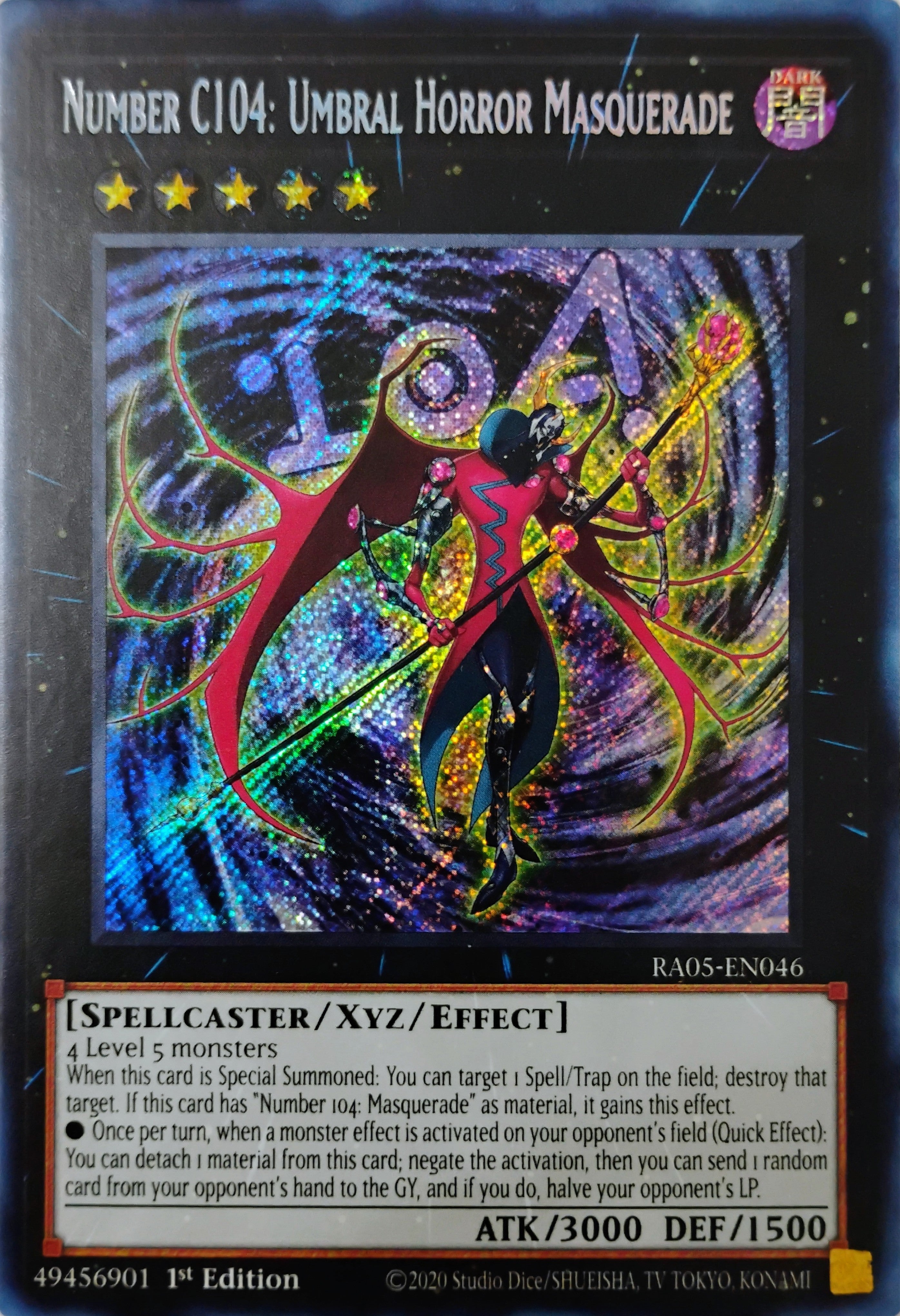 Yugioh! Number C104: Umbral Horror Masquerade Ra05-en046 1st edition Secreta