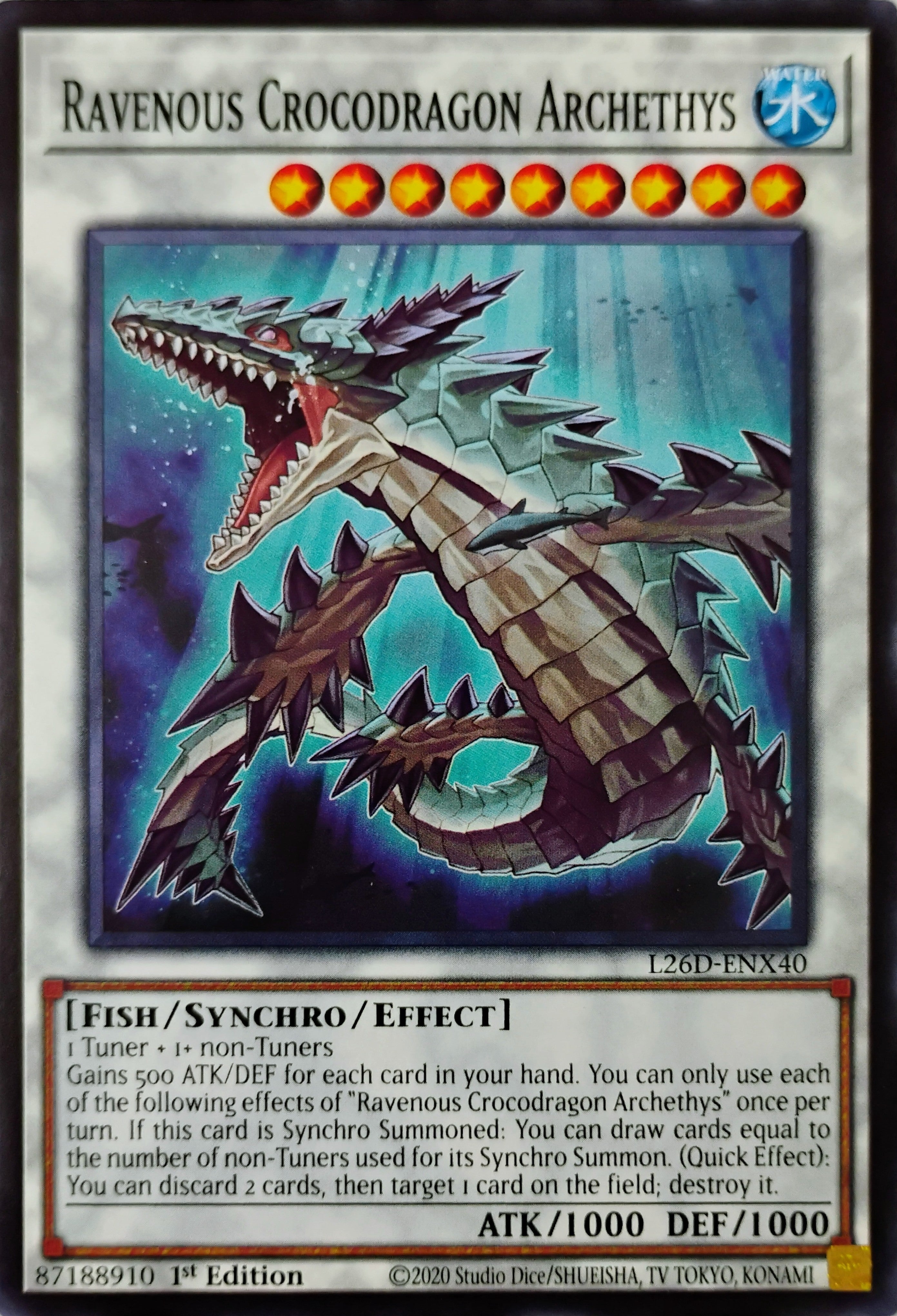 Yugioh! Ravenous Crocodragon Archethys L26D-ENX40 1st edition