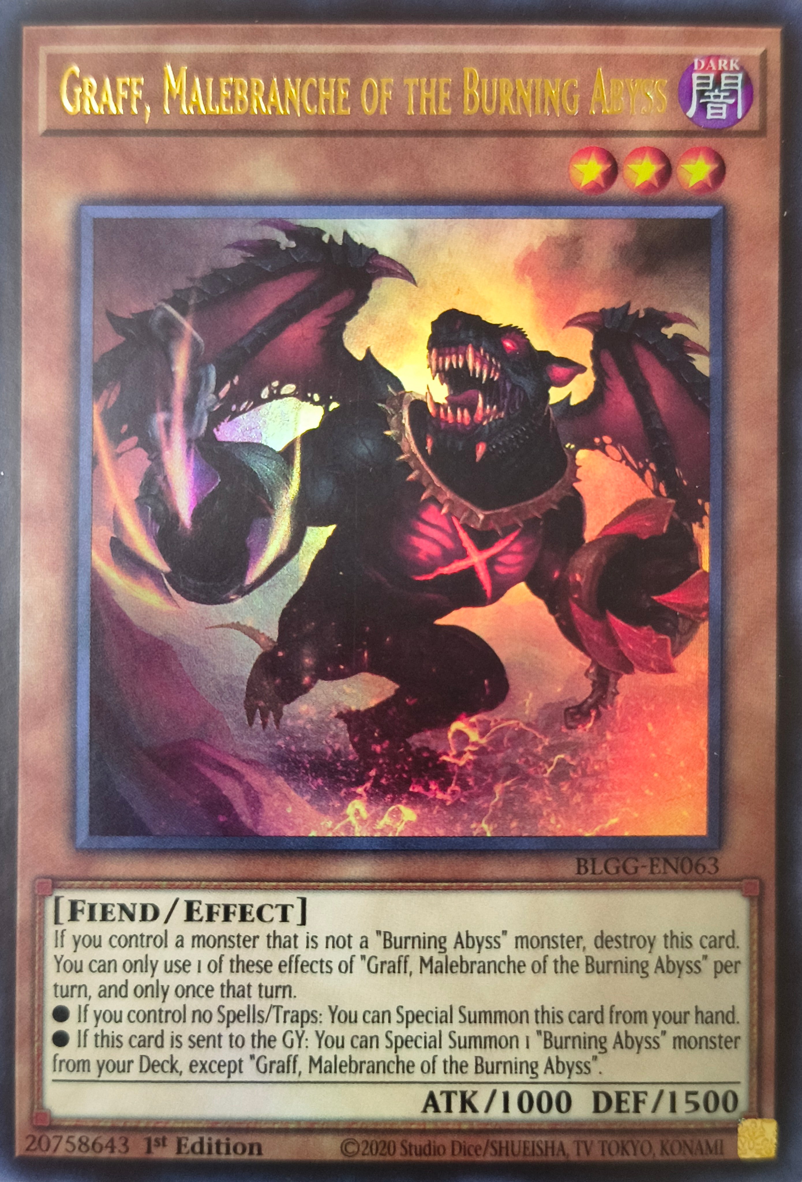 Yugioh! Graff, Malebranche of the Burning Abyss Blgg-en063 1st edition Ultra Rare