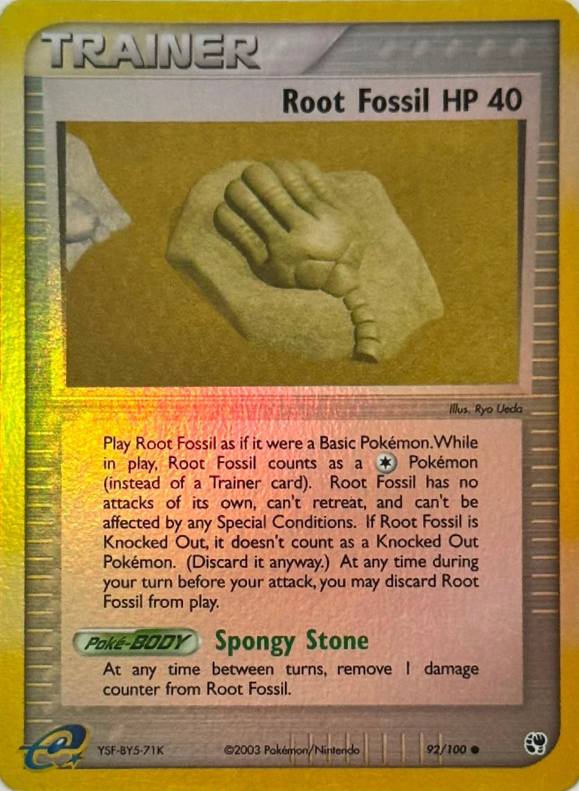 Pokémon Tcg Root Fóssil HP 40 92/100 Reverse