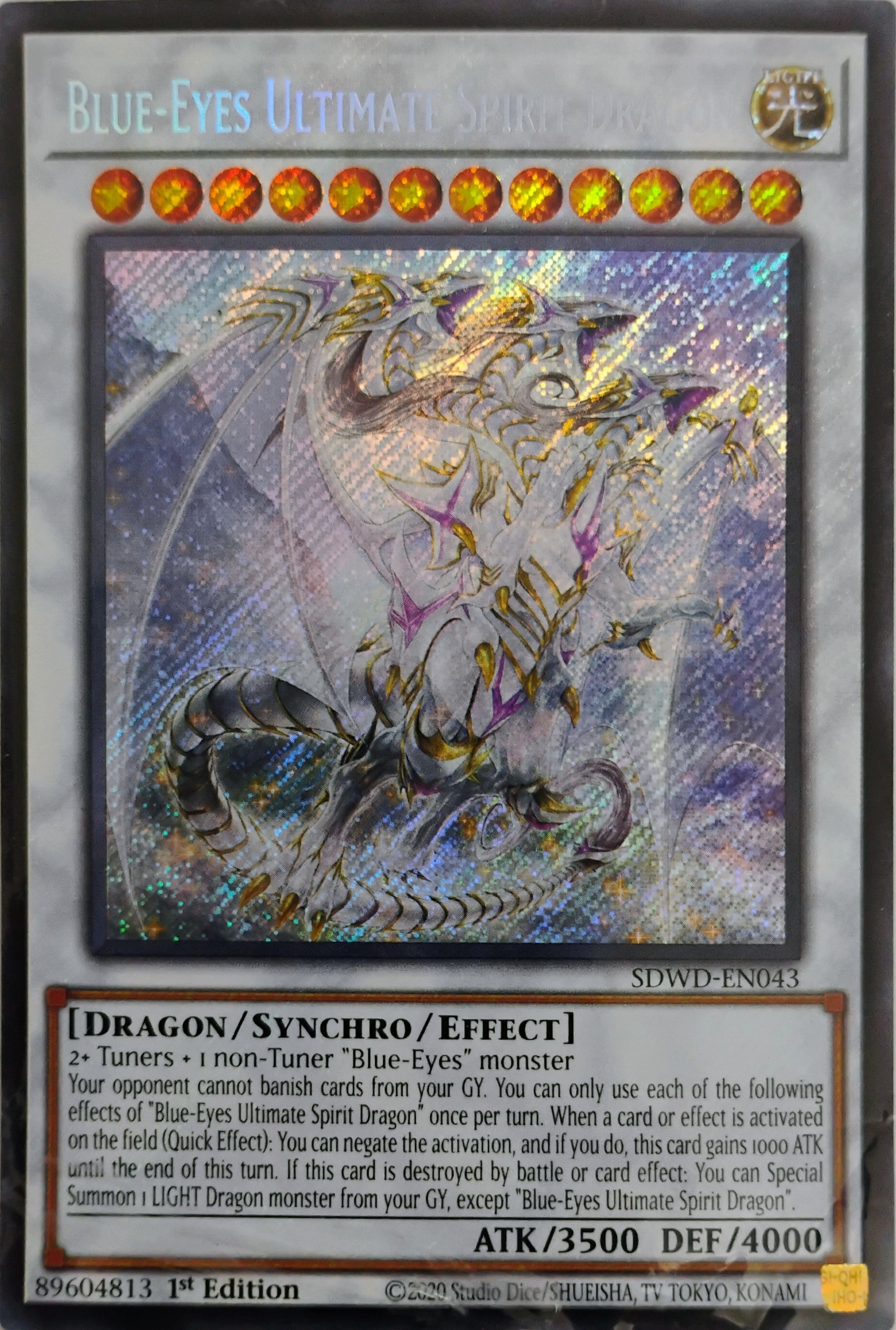 Yugioh! Blue-eyes Ultimate Spirit Dragon Sdwd-en043 1st Edition Secreta