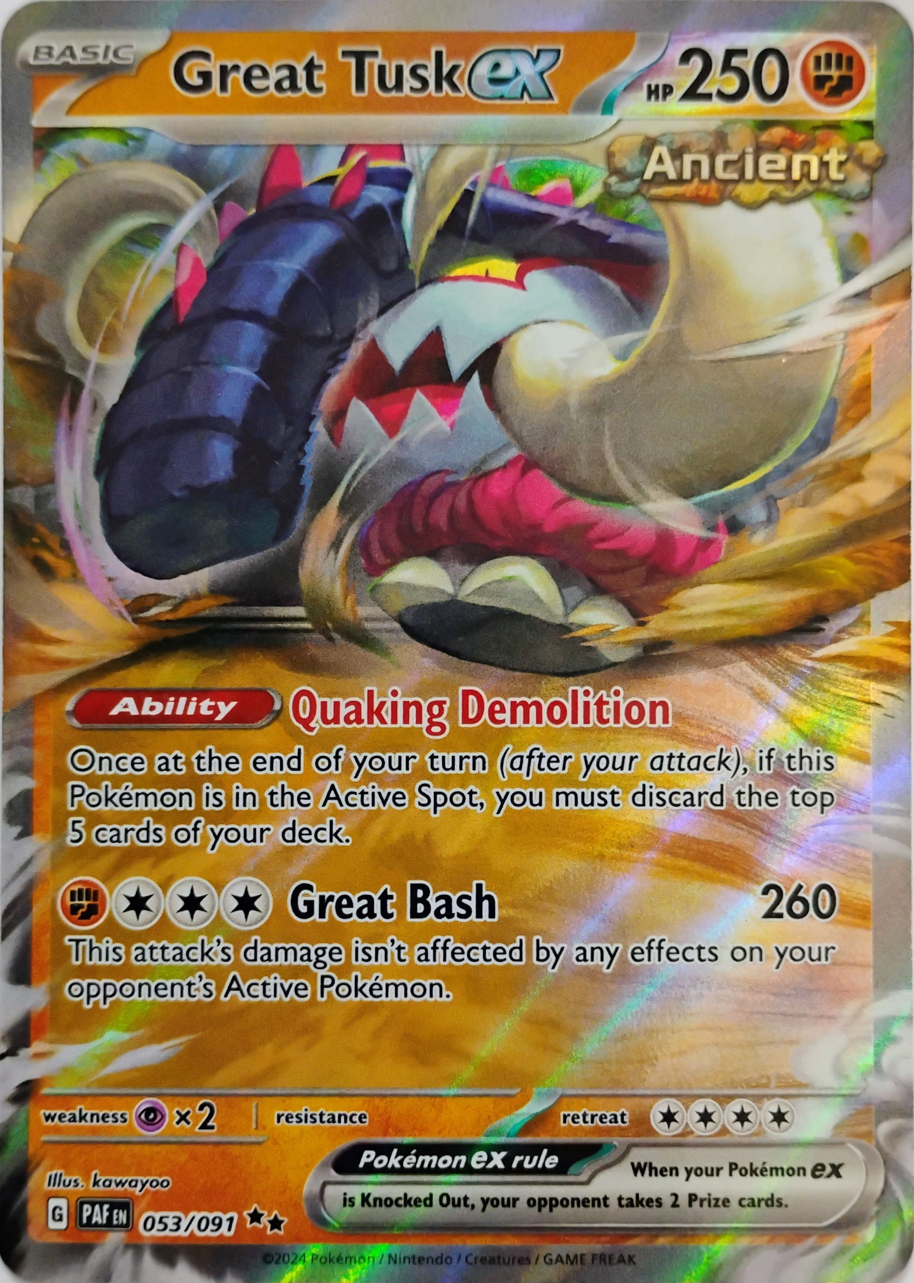 Pokémon tcg Great Tusk Ex 053/091
