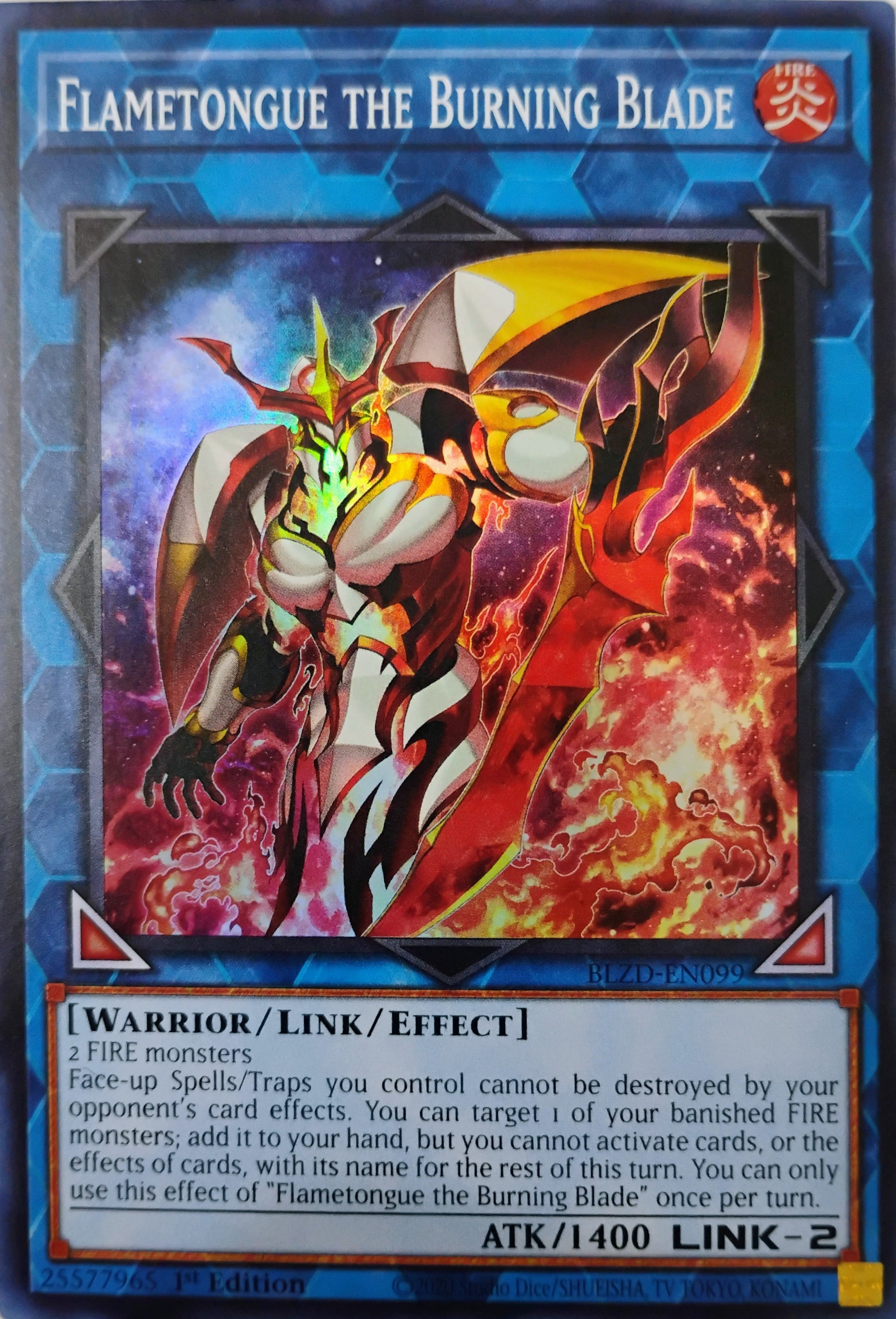 Yugioh! Flametongue the Burning Blade Blzd-en099 1st edition Super Rare
