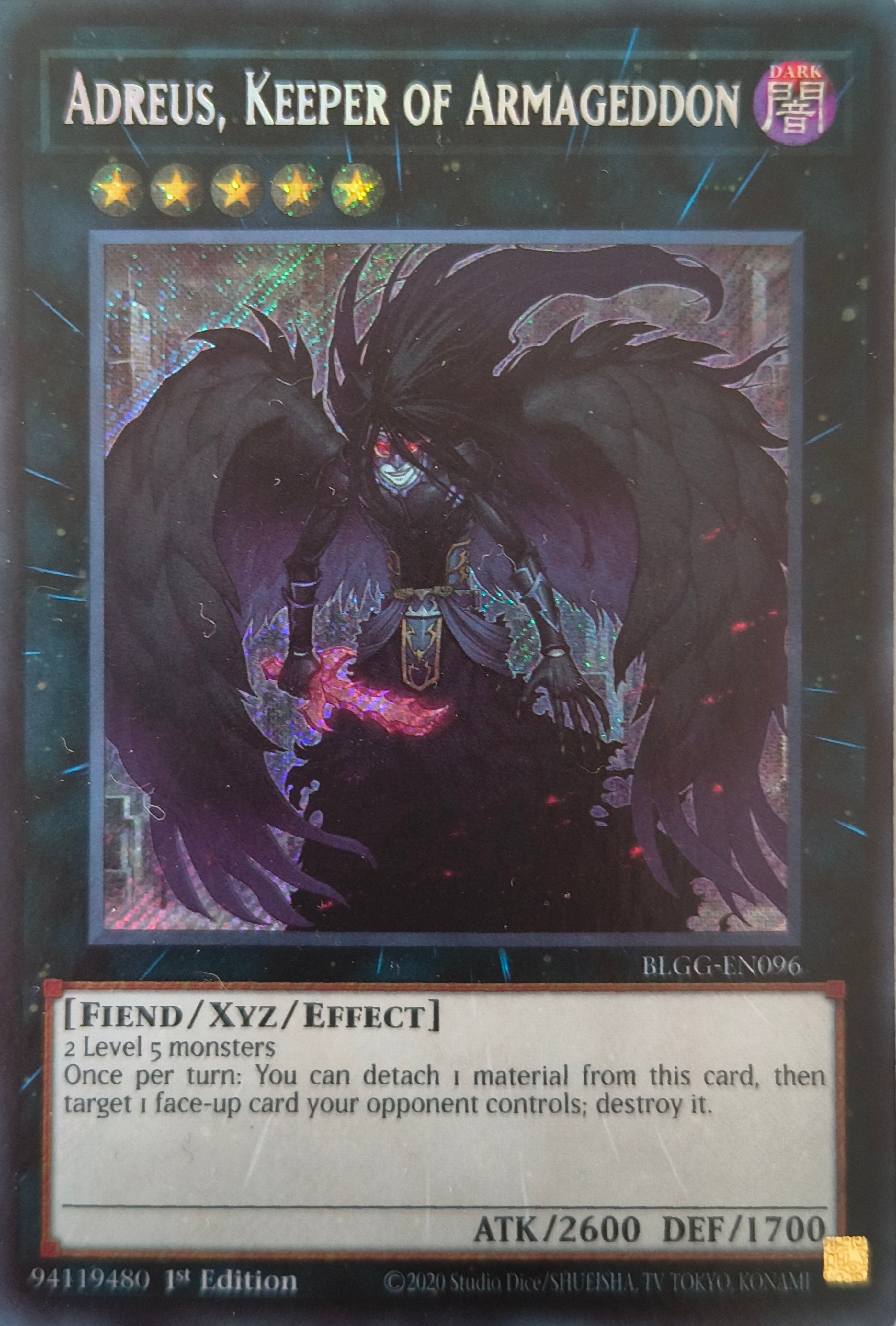 Yugioh! Adreus, Keeper of Armageddon Blgg-en096 1st edition Secreta