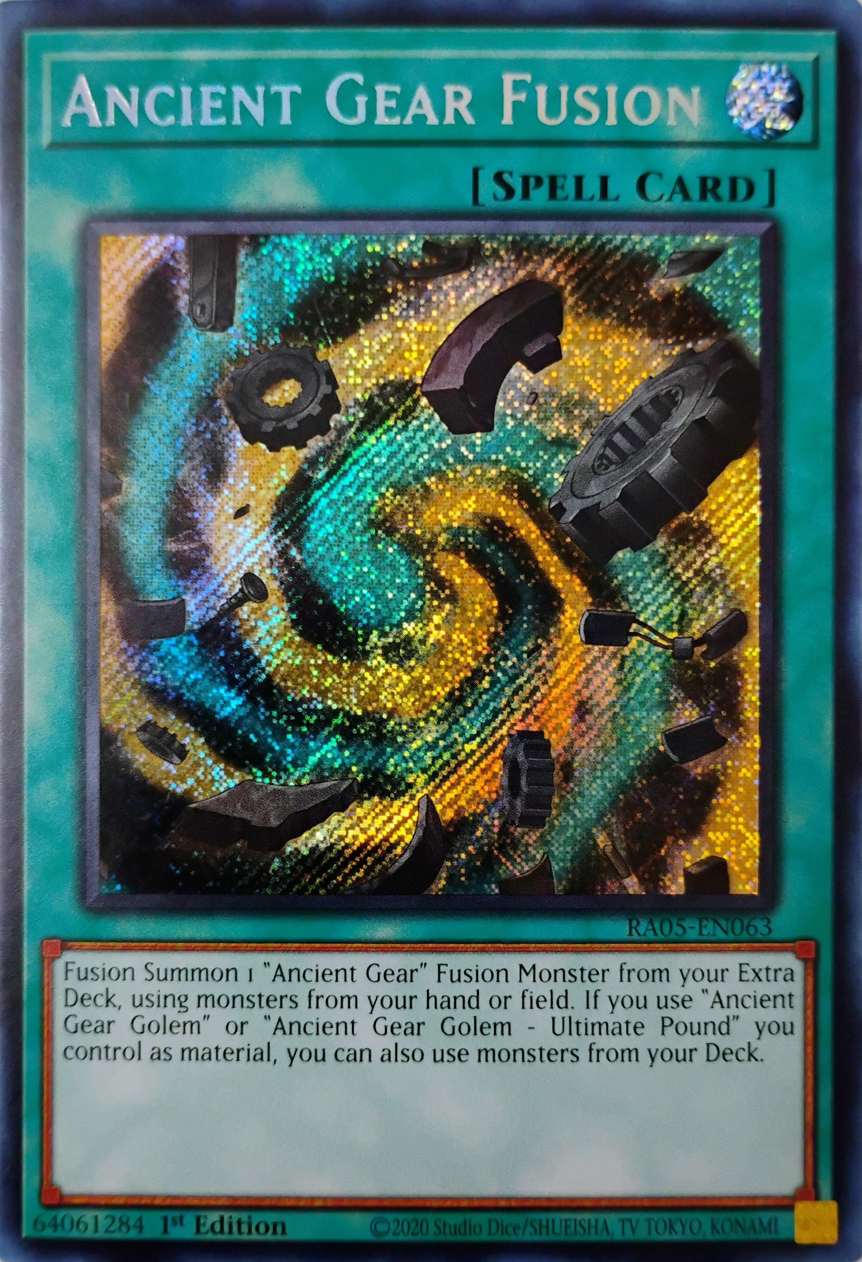 Yugioh! Ancient Gear Fusion Ra05-en063 1st edition Secreta