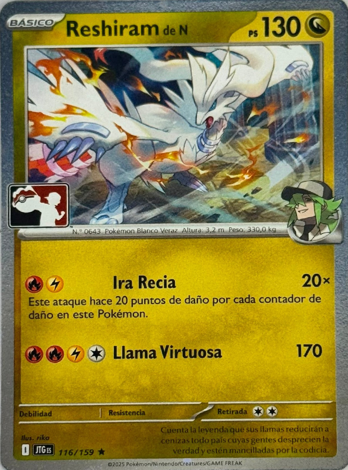 Pokémon Tcg Reshiram de N  116/159 Holo Cosmo (Español)