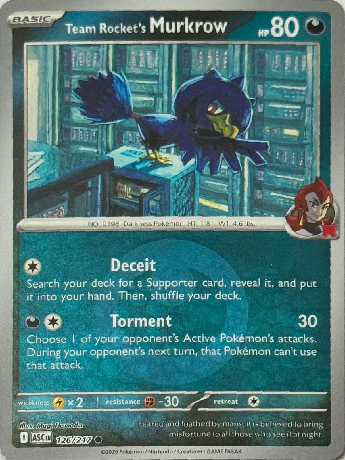 Pokémon Tcg Team Rocket's Murkrow 126/217 (Energy Símbol)
