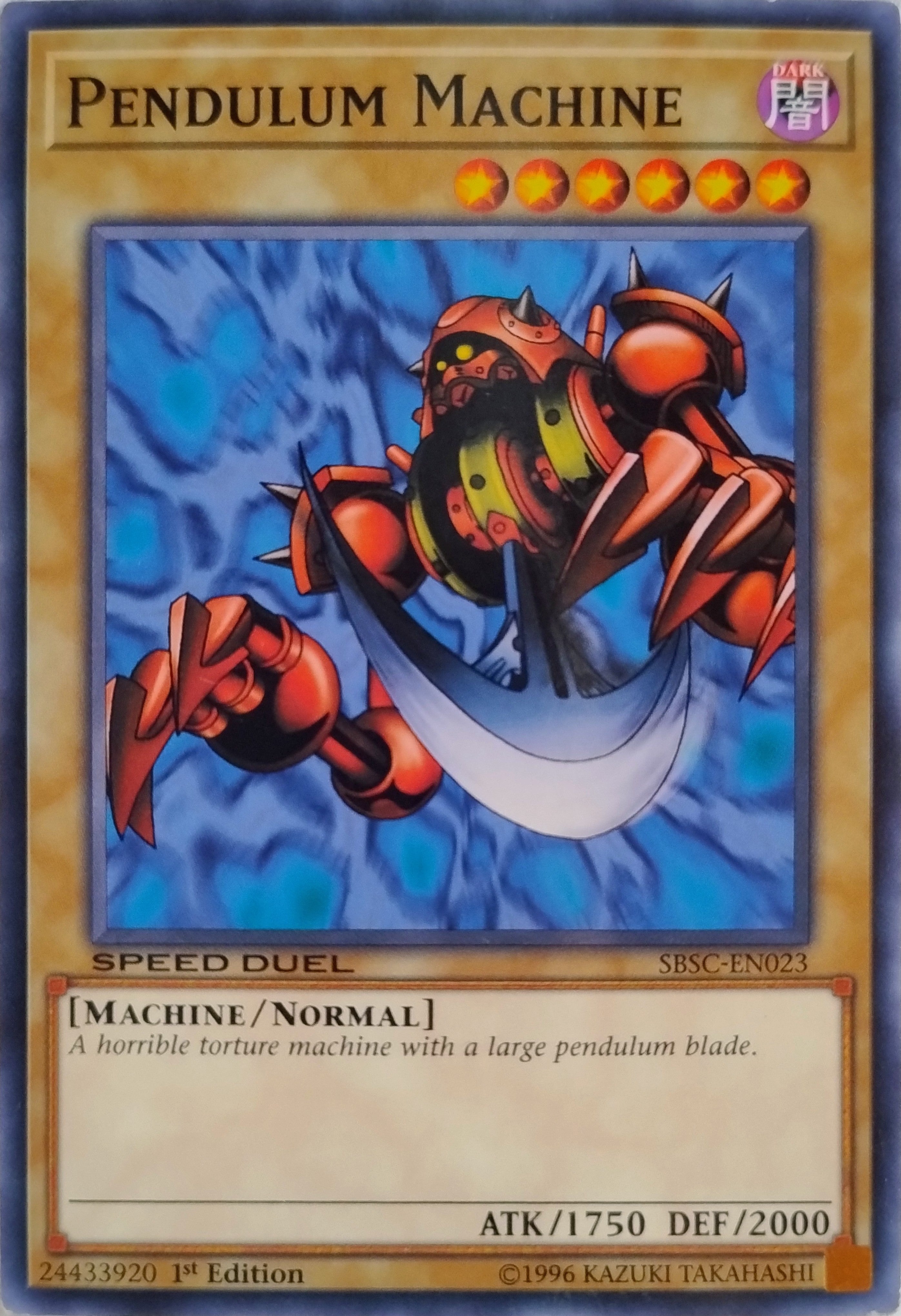 Yugioh! Pendulum Machine Sbsc-en023 1st Edition Speed Duel