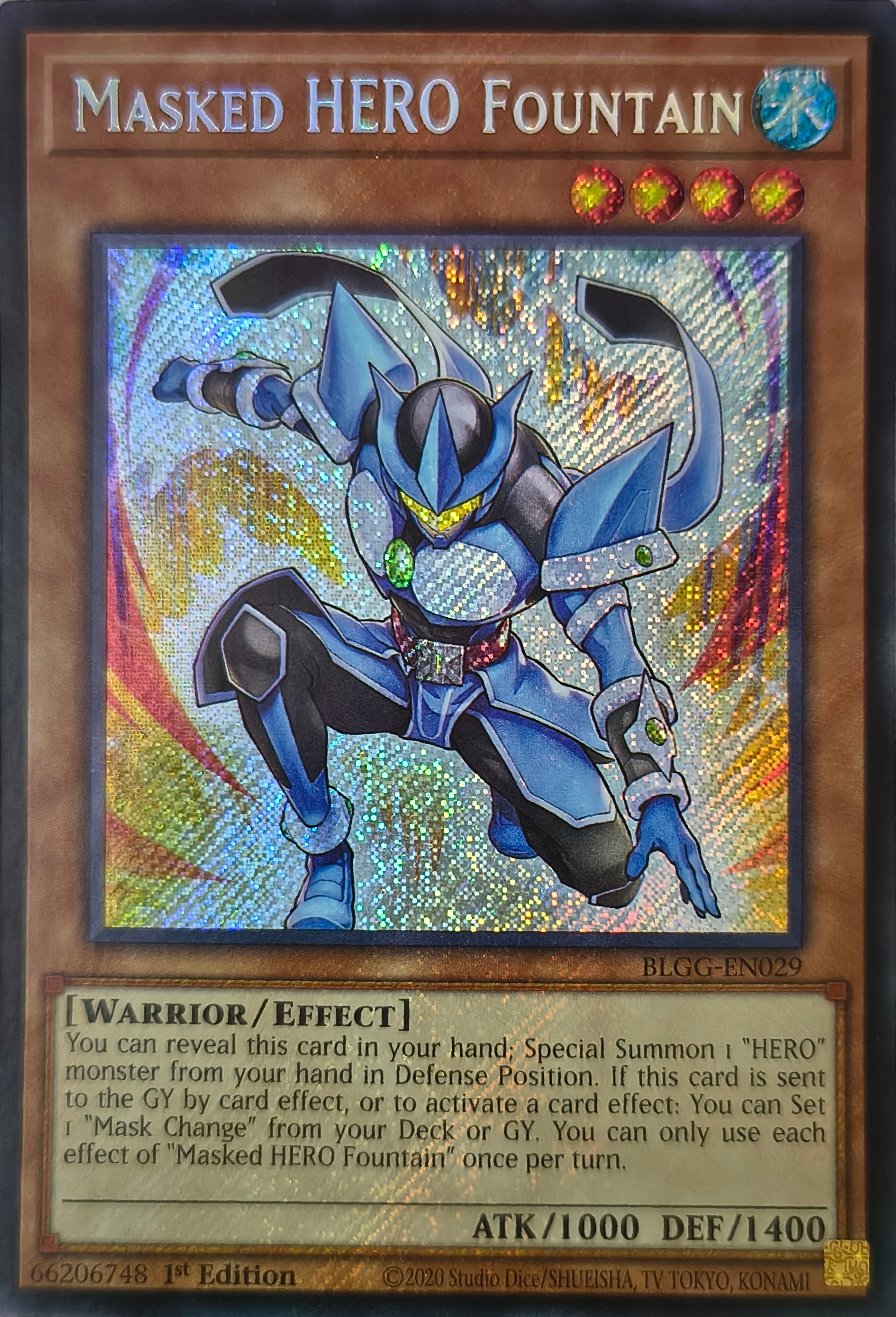 Yugioh! Masked Hero Fountain Blgg-en029 1st edition Secreta
